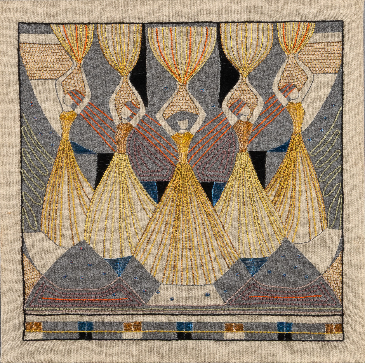 ILSE CLAESSON. Textil, figurkomposition.