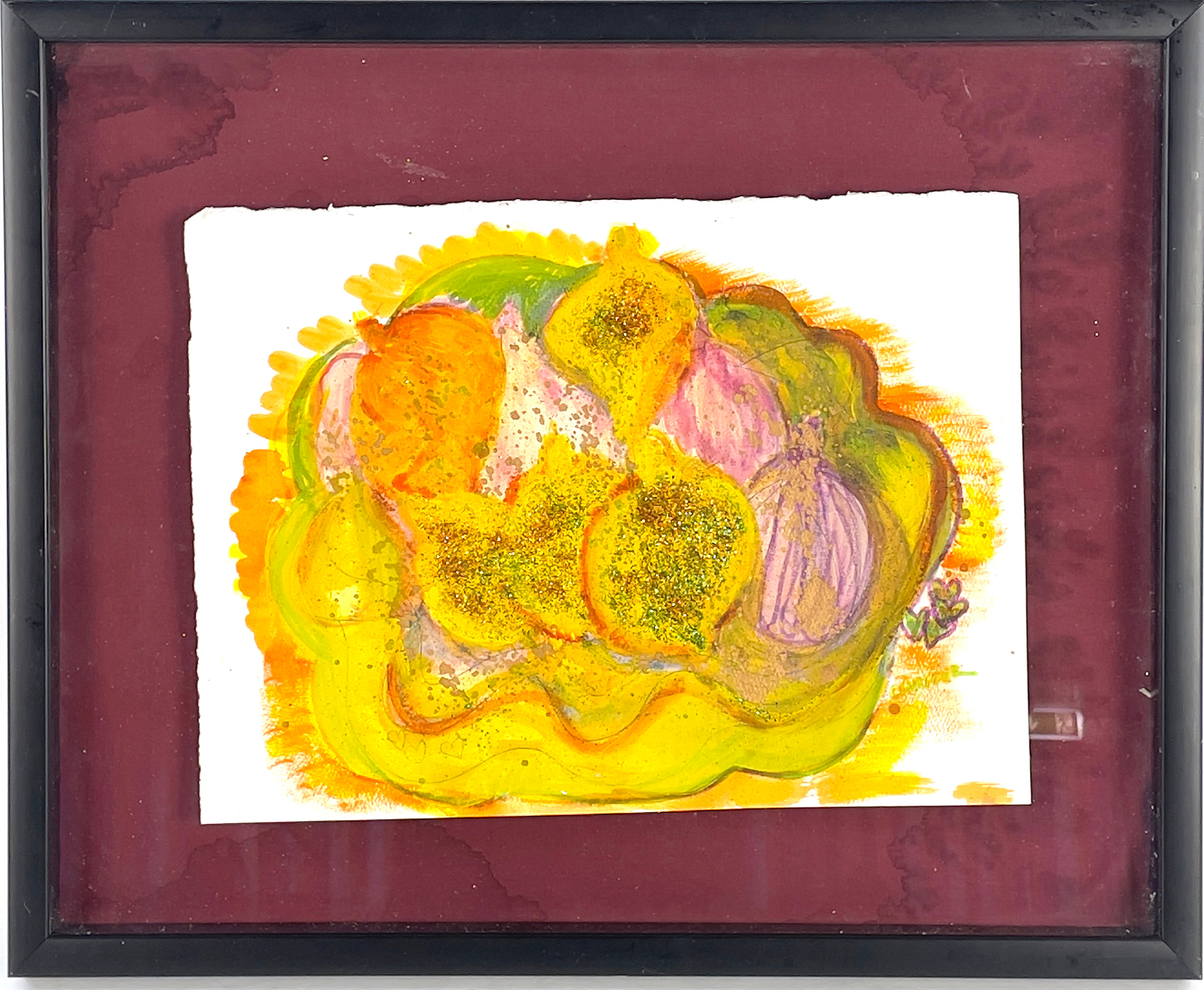 CHRISTINA FURTENBACH, blandteknik på papper, stilleben med frukt, signerad Chrifur.