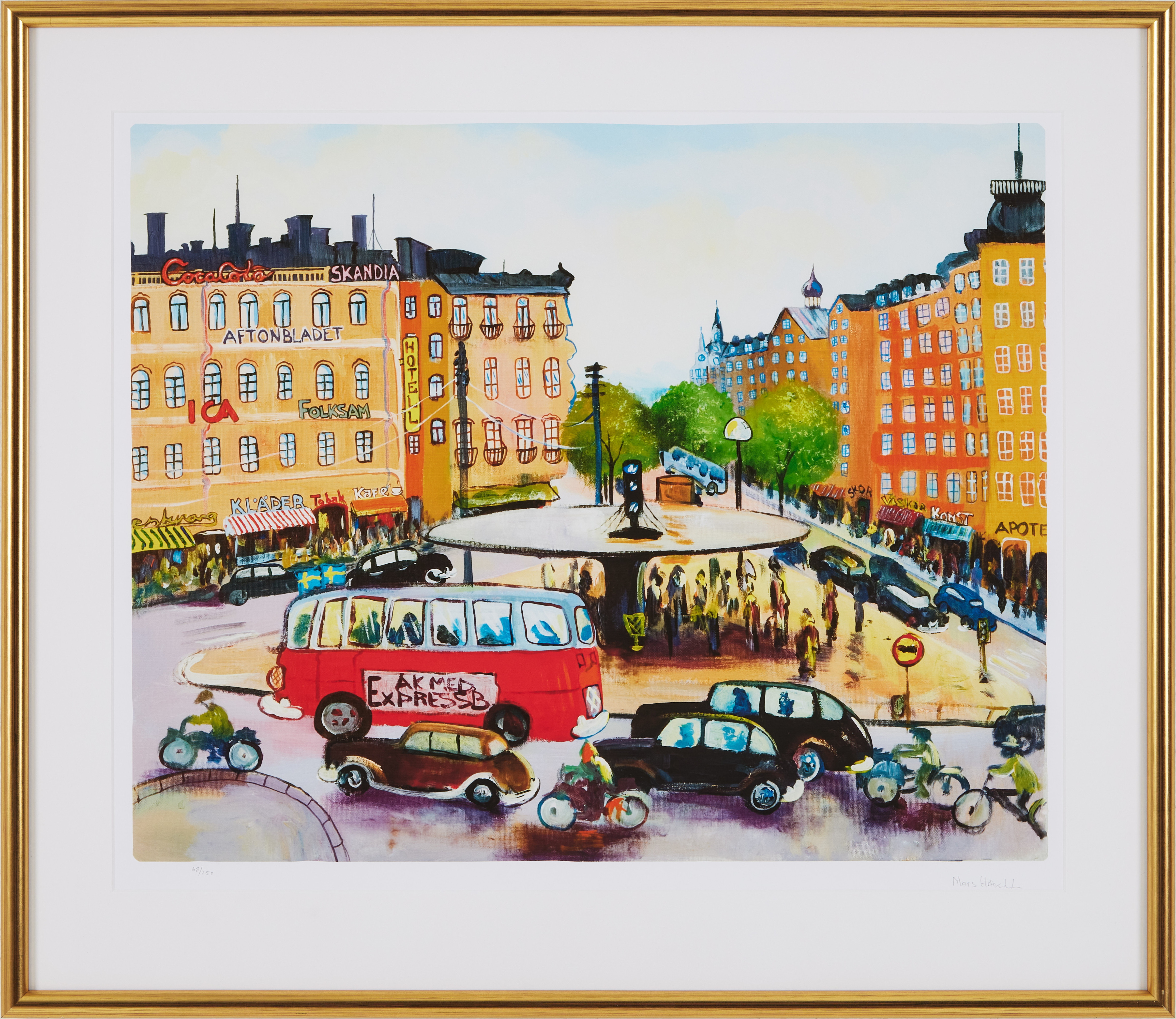 MATS HÅDELL. "Under svampen", färglitografi, signerad samt numrerad 68/150.