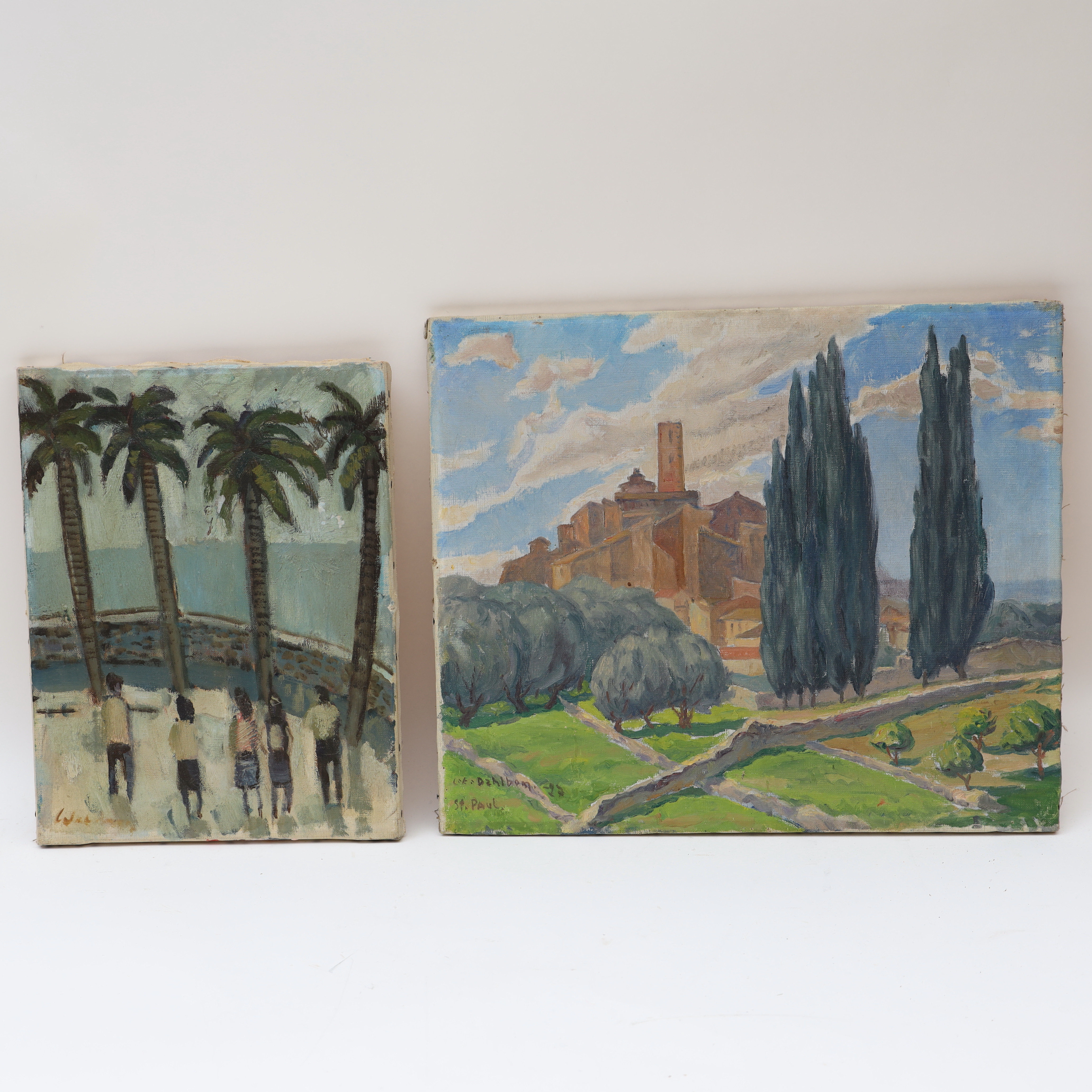 OKÄND KONSTNÄR. Olja på duk, 2 stycken.