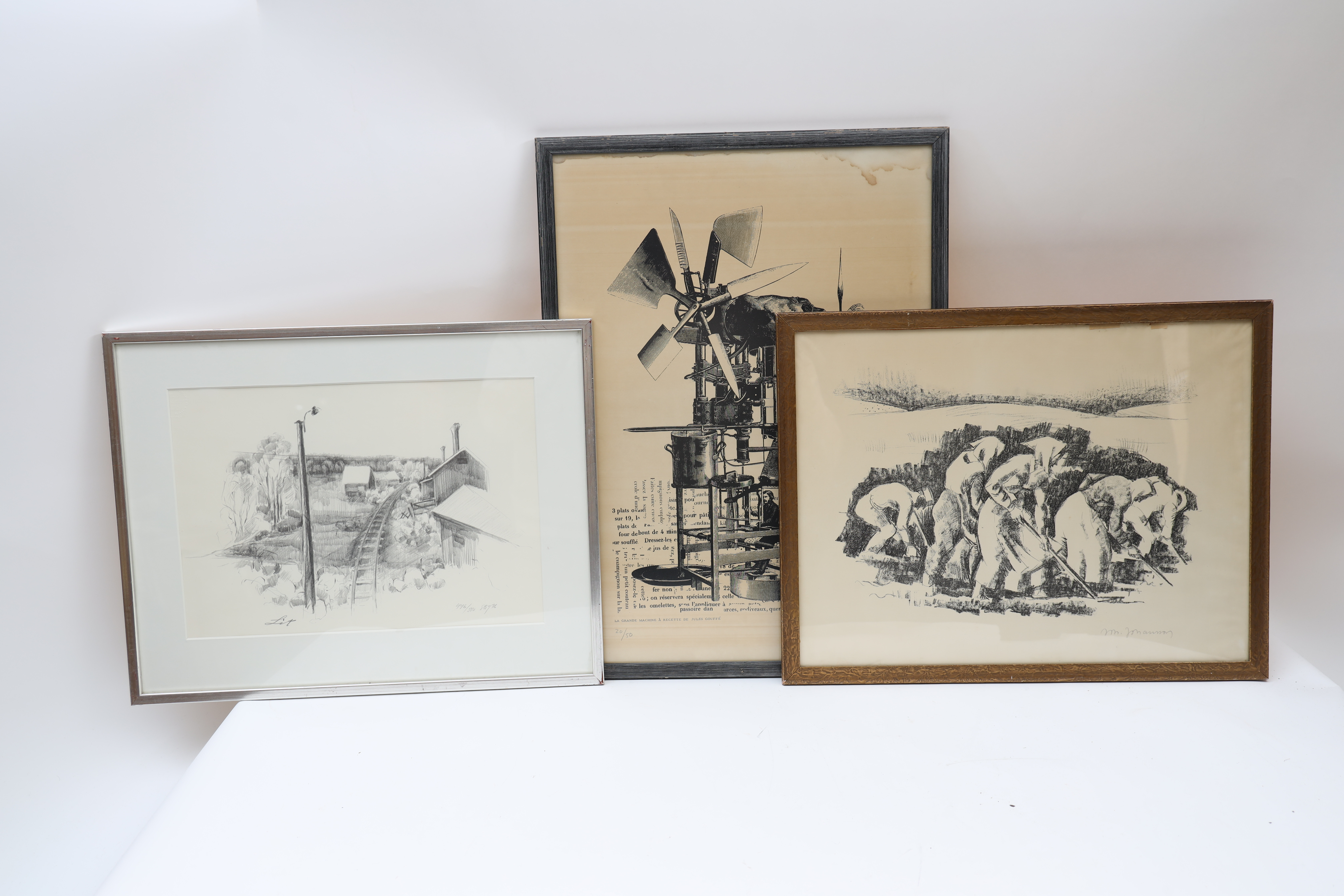 GRAFIK 3 DELAR, Johan johansson, okänd konstnär, YNGVE GAMLIN.