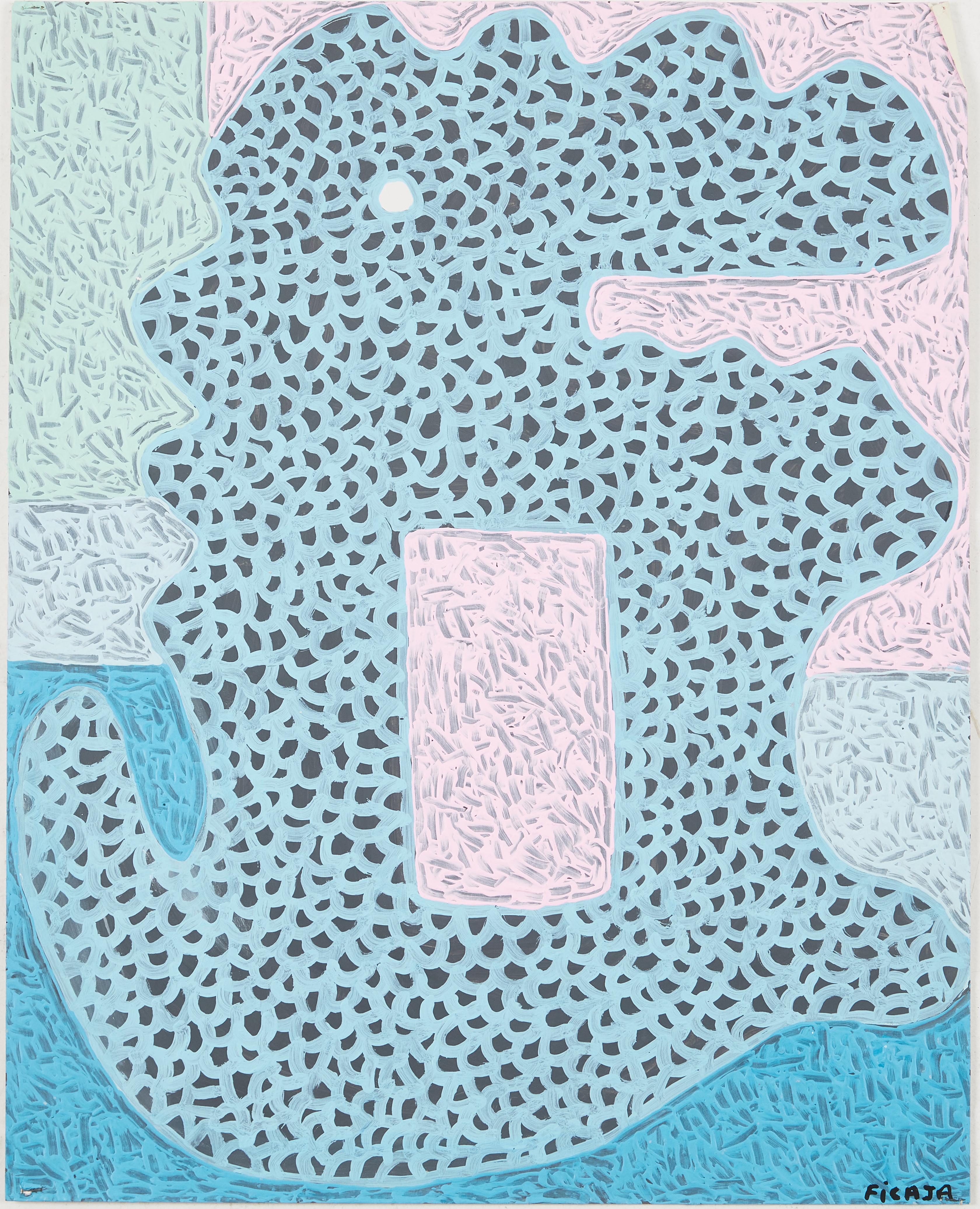 CHANTAL FICAJA (FRANKRIKE, FÖDD 1959). Kompositioner (2), olja respektive pastell på papper, signerade Ficaja, oramade.