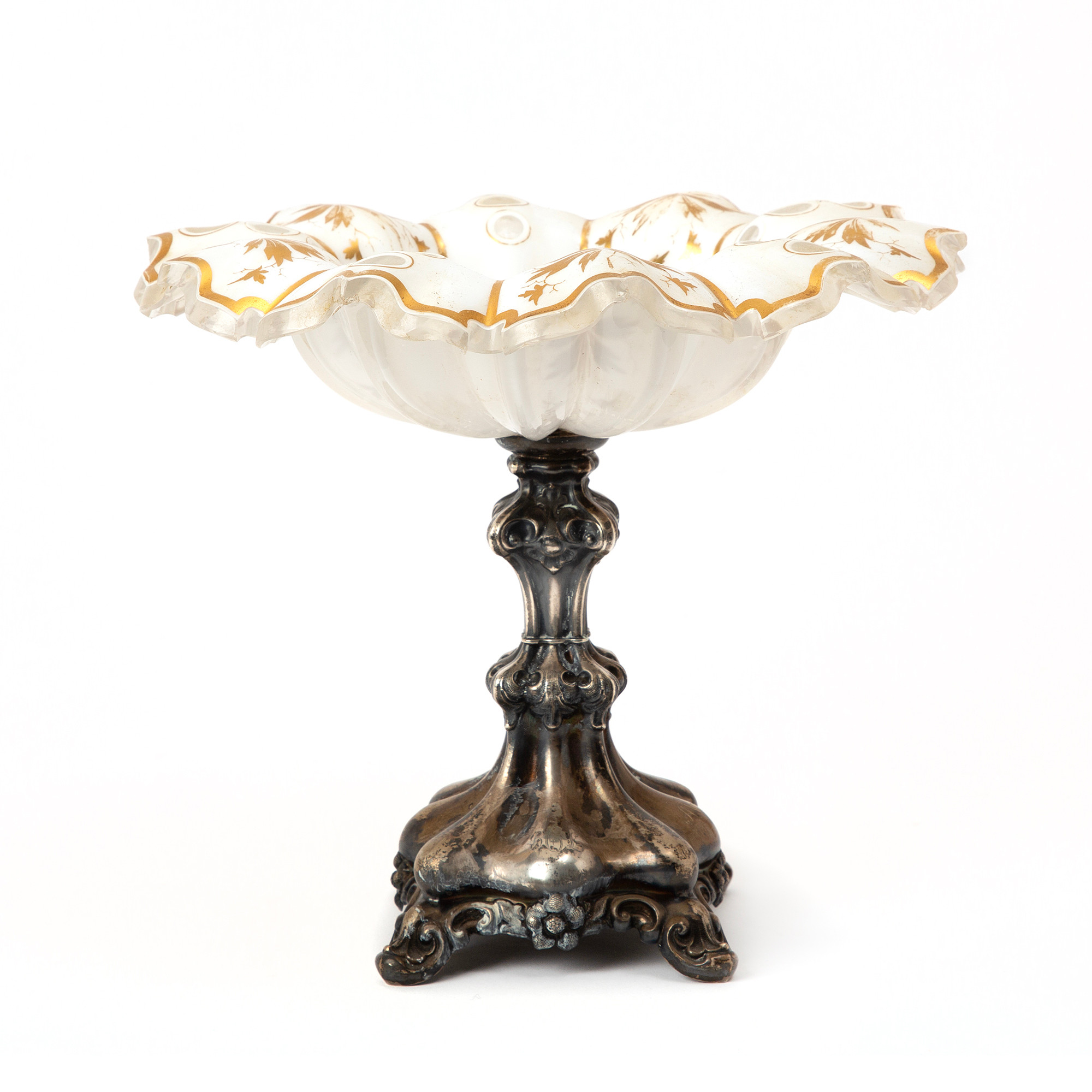 UPPSATSFAT, glas på fot i silver, Göteborg, 1857.