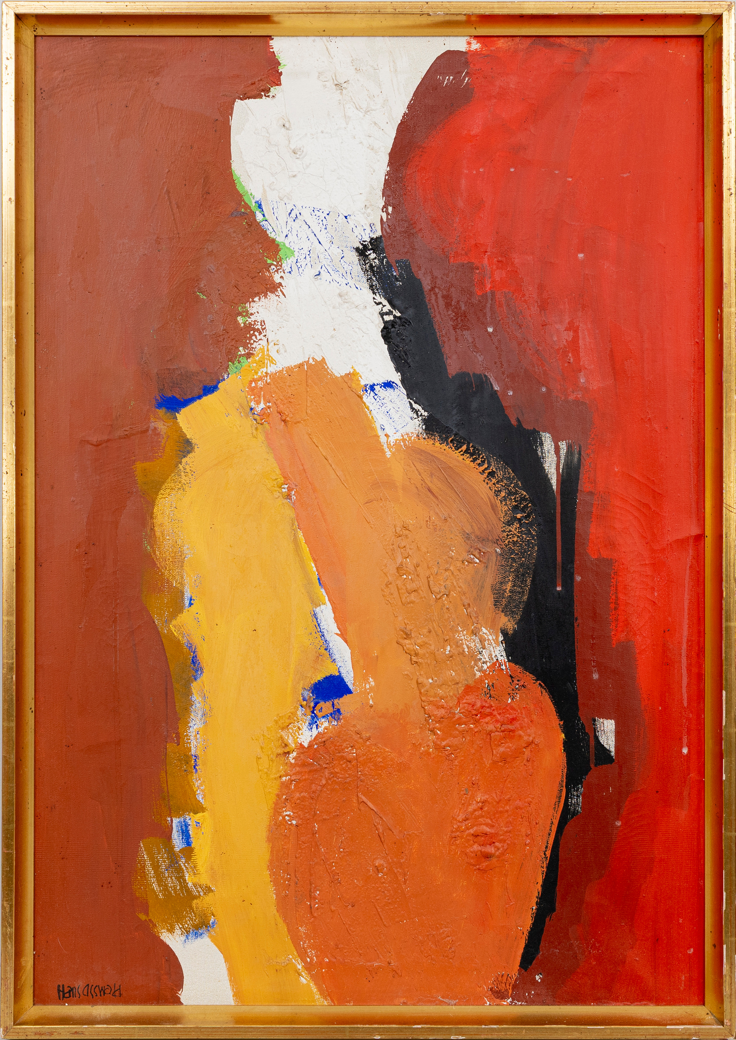 HANS OSSWALD. Abstrakt komposition, olja på duk, signerad.