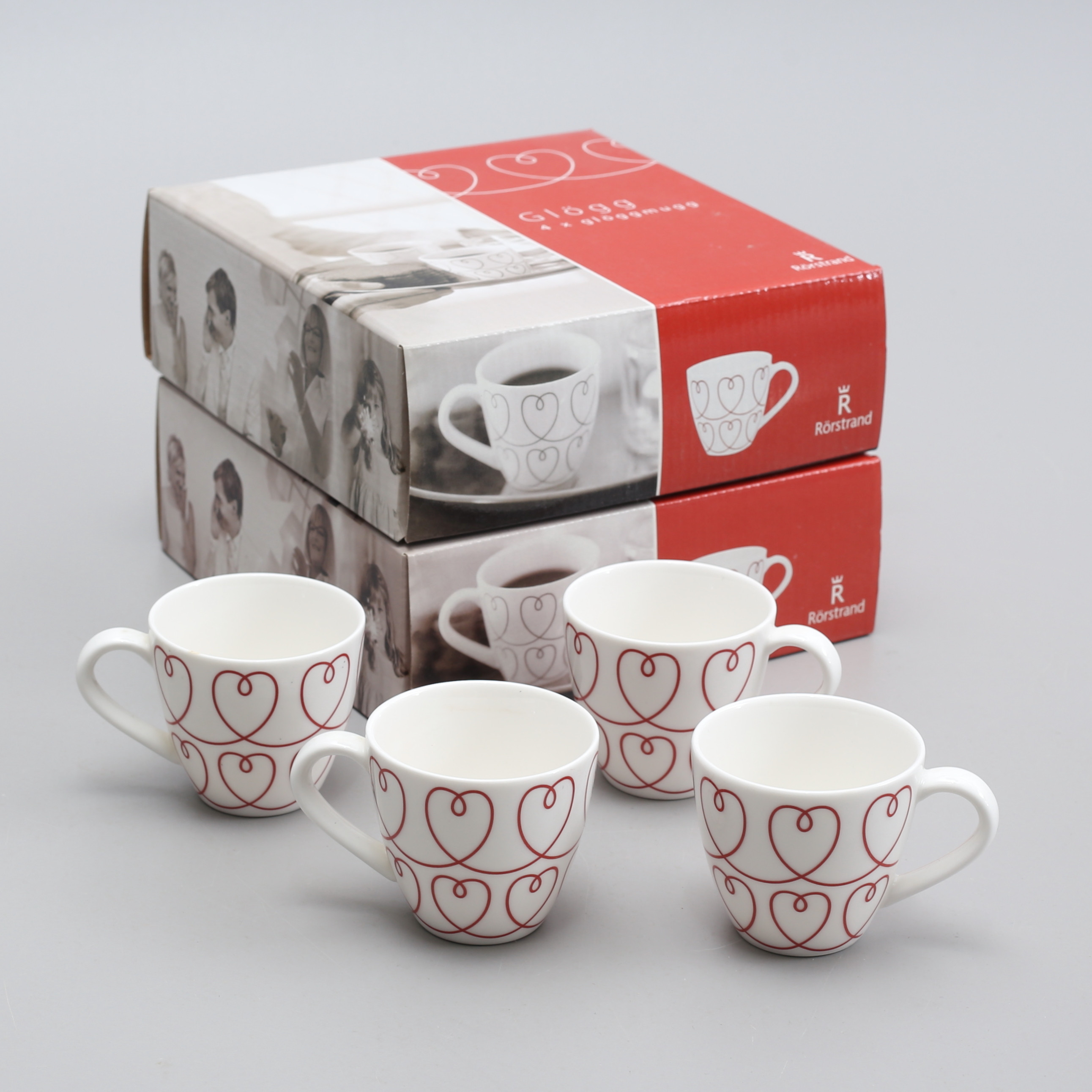 BARBRO WESSLANDER. Glöggmuggar, 12 st, porslin, Rörstrand.