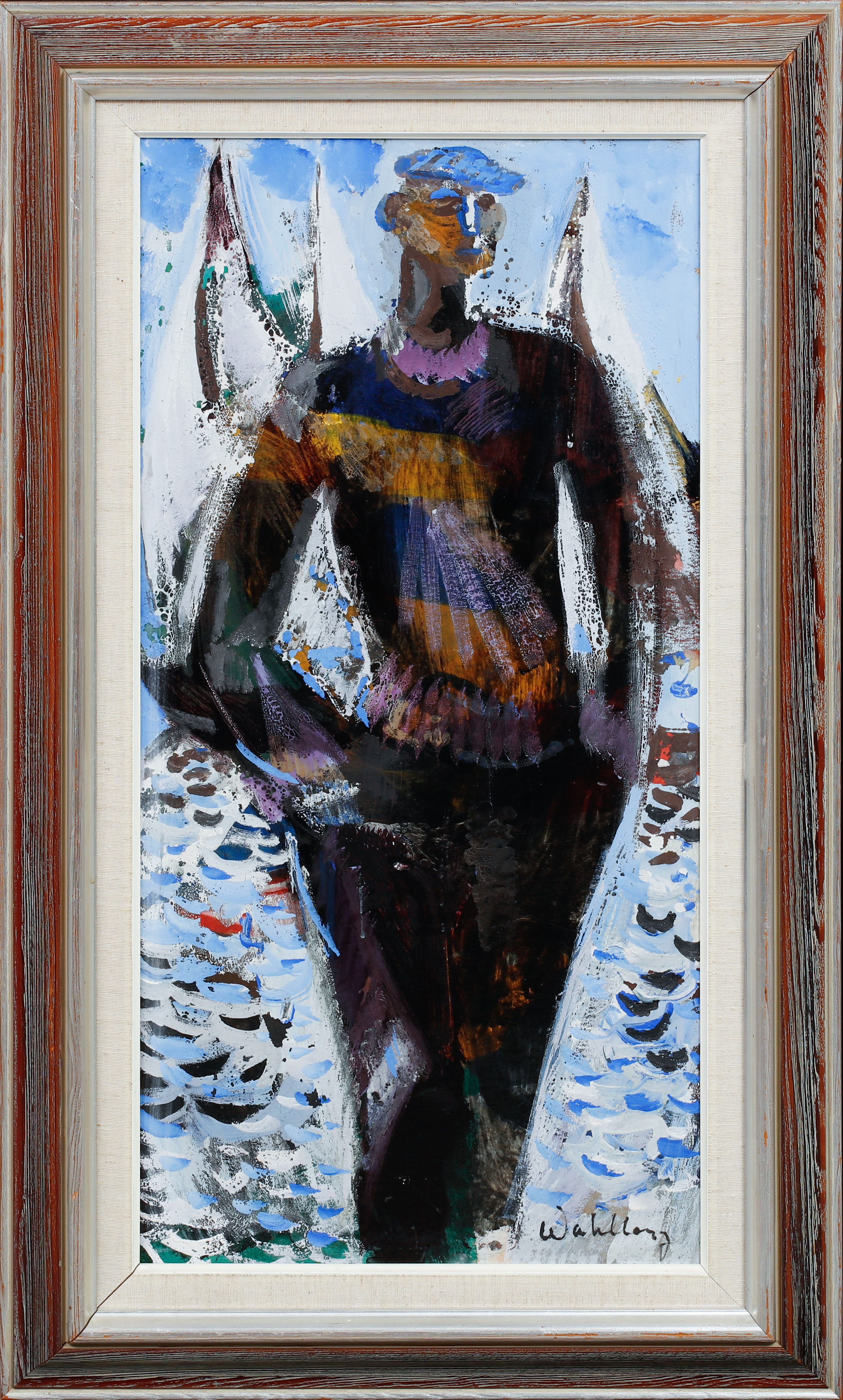 BERTIL WAHLBERG. Figur, olja på pannå, signerad.