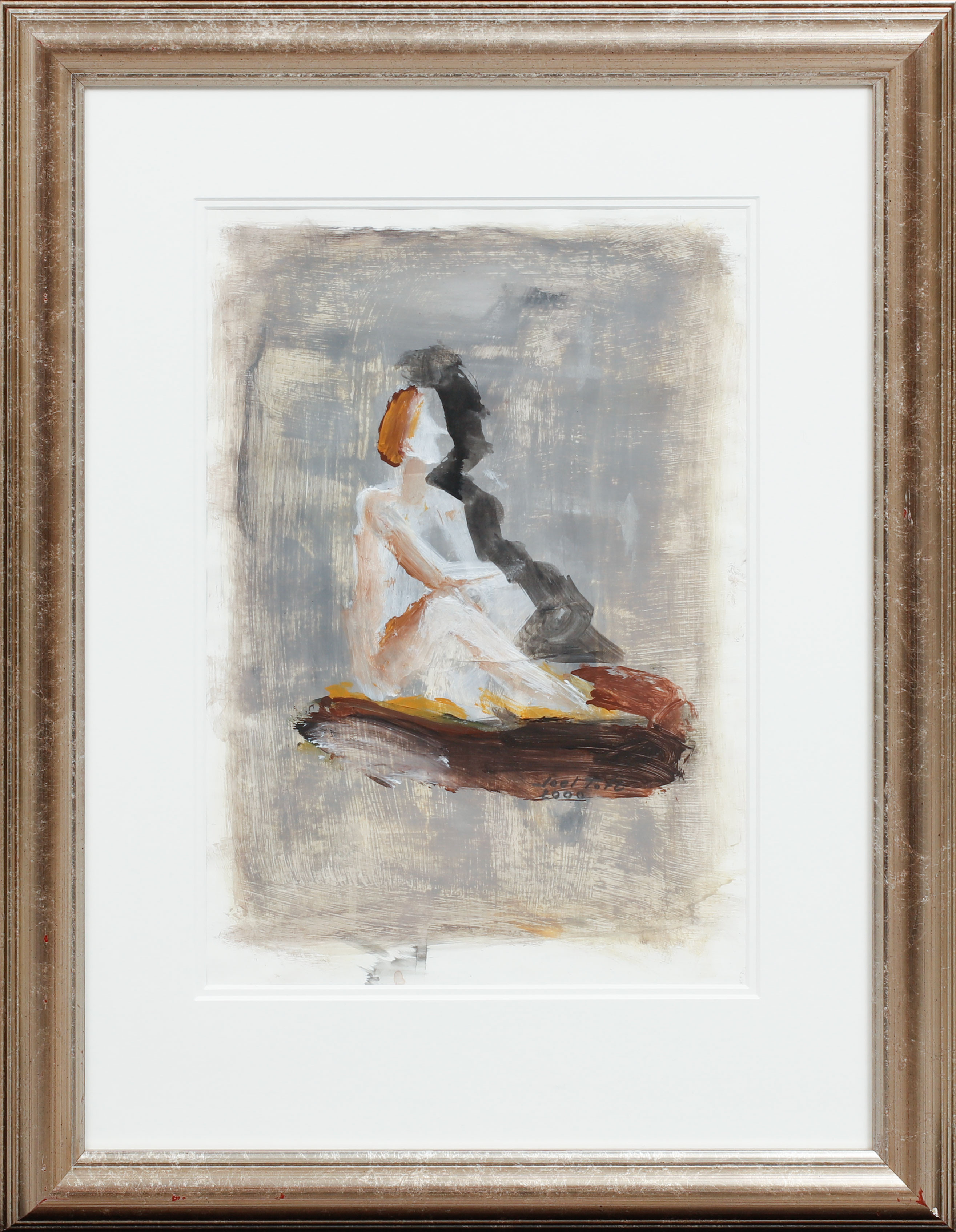 JOEL TOFT. Modellstudie, blandteknik på papper, signerad.