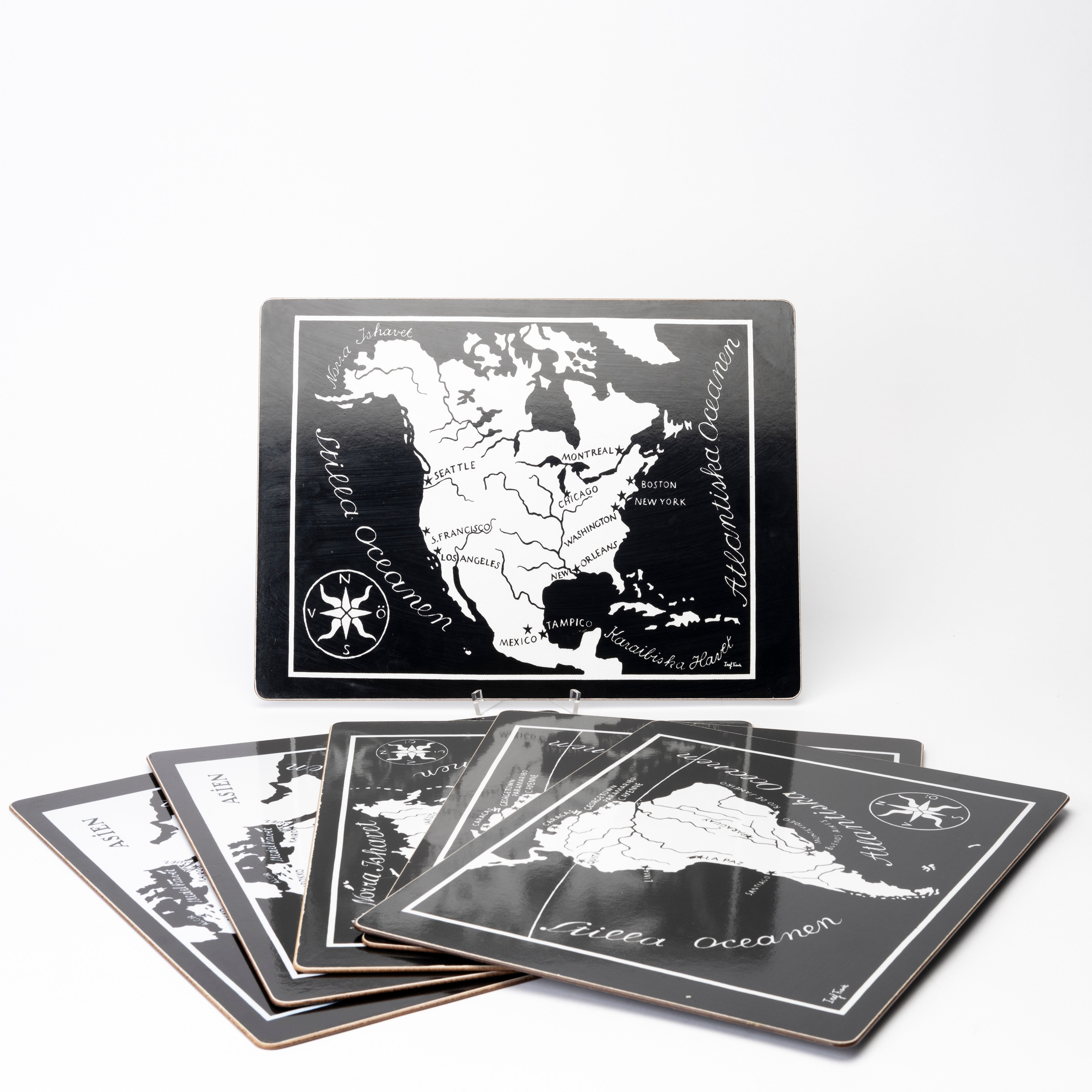 JOSEF FRANK. 6 st, bordsunderlägg, Firma Svensk Tenn.