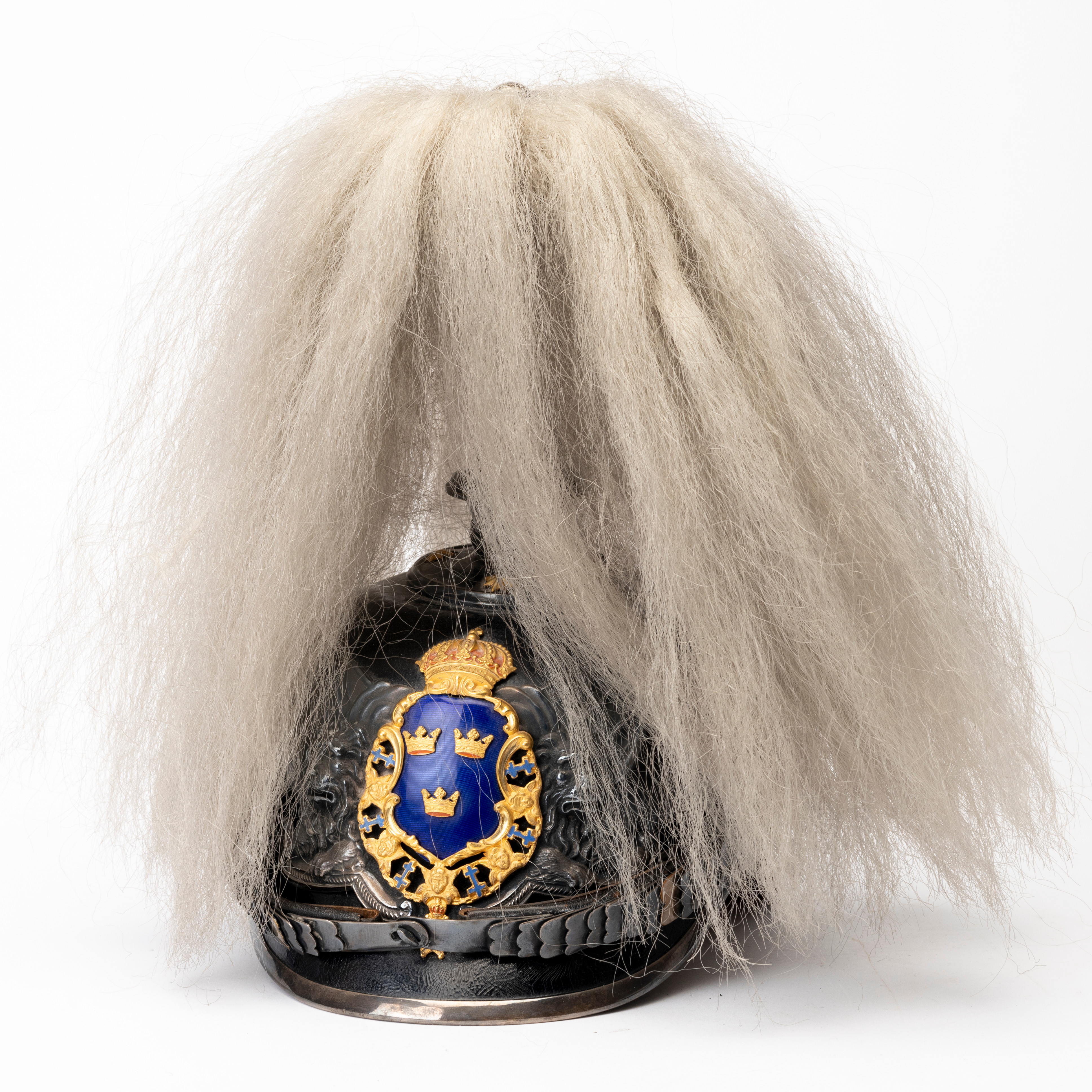 KASK för officer, svensk, m/1887 med plym.