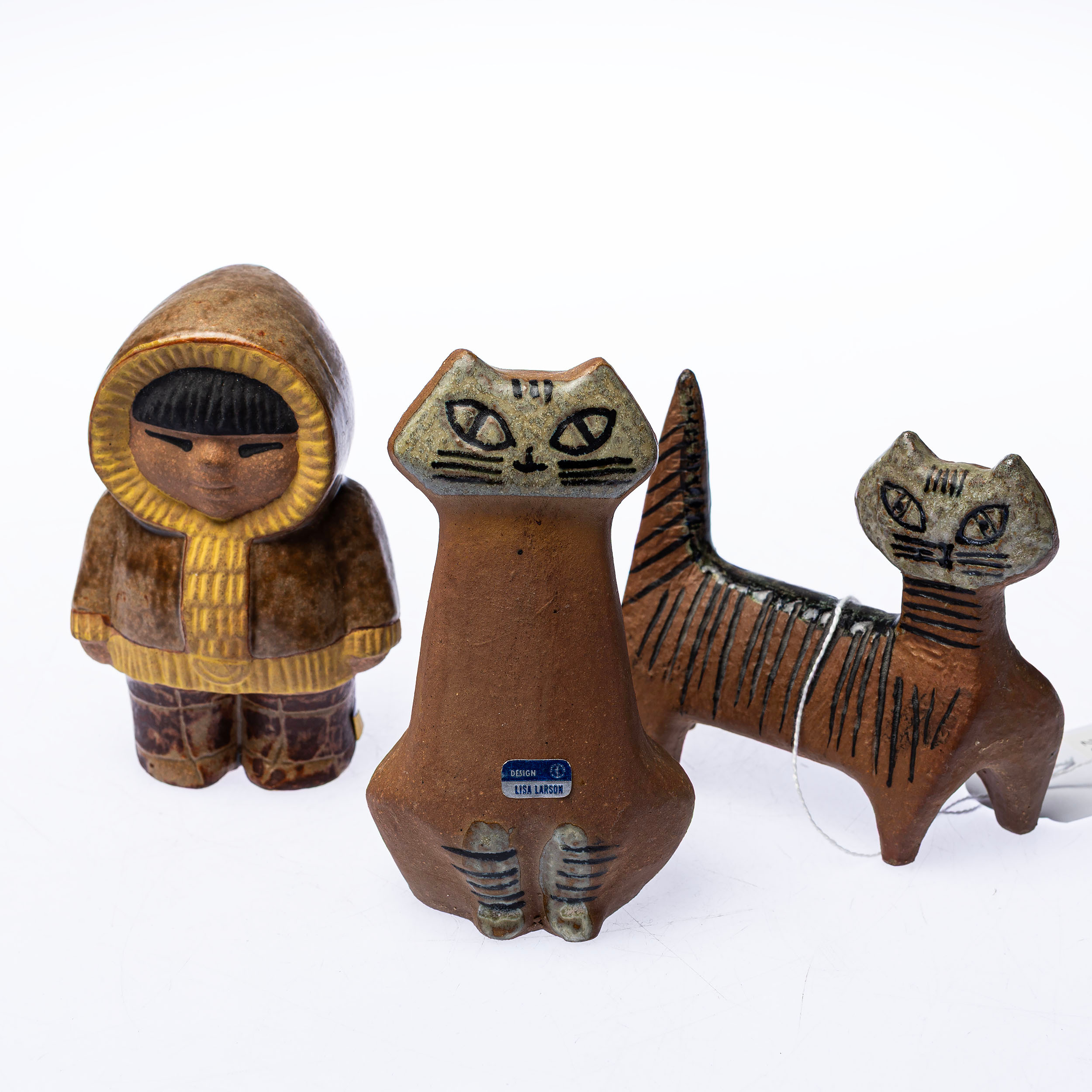 LISA LARSON. Figuriner, 3st bl.a katt, Gustavsberg.