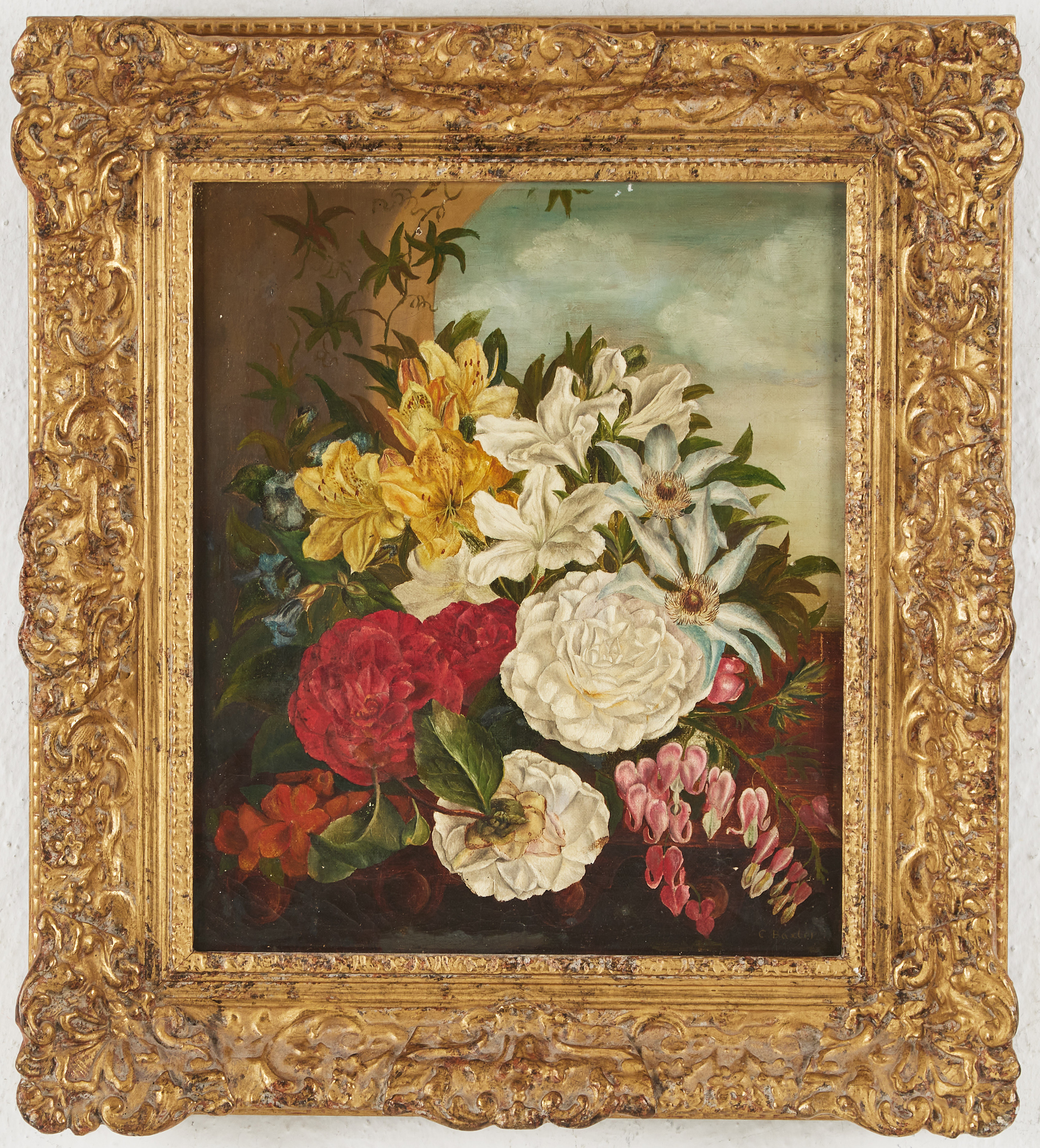 CHARLES BAXTER (1809-1879). Stilleben med blommor, olja på duk, signerad C. Baxter.
