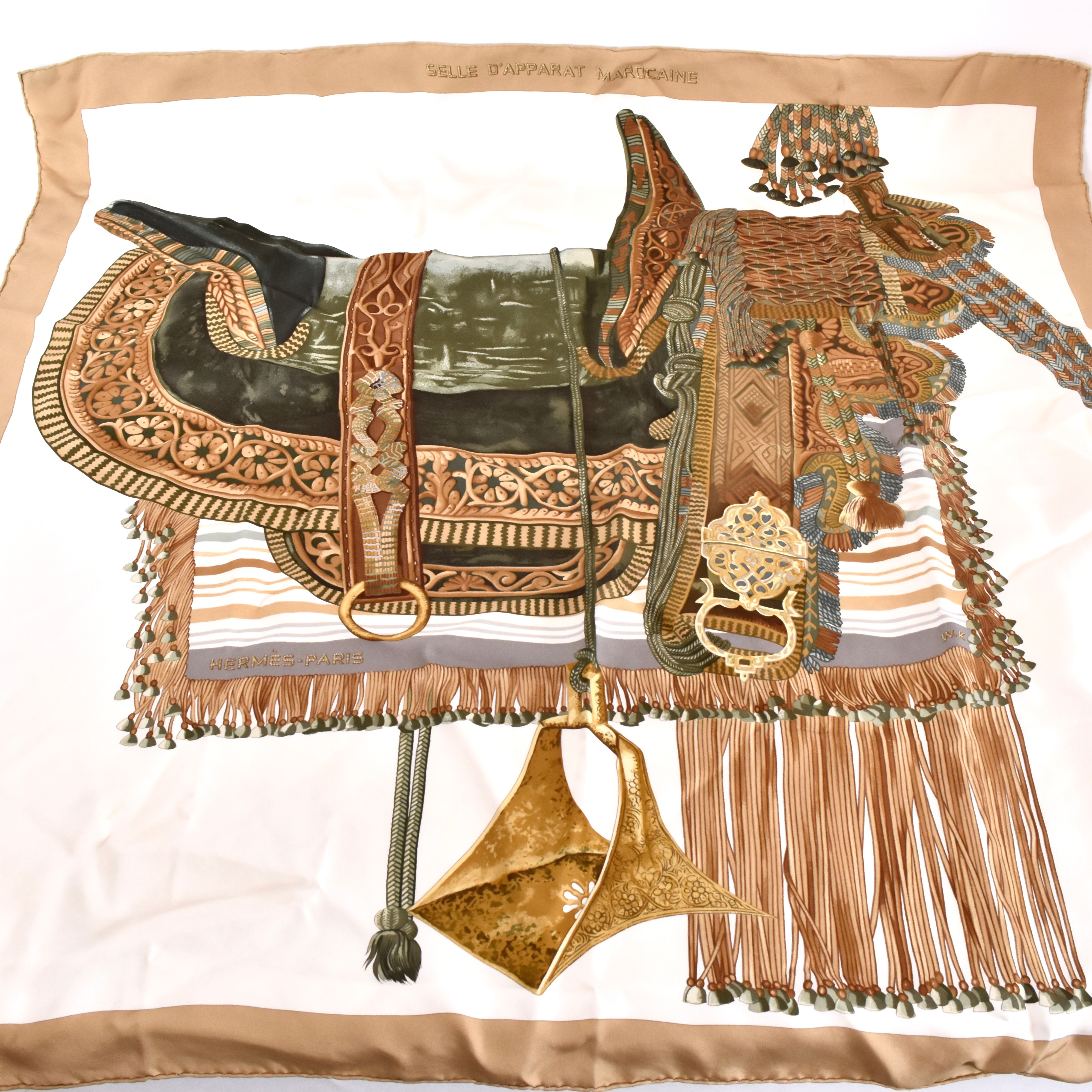 HERMÈS, scarf, siden, Selle d ápparat marocaine, sällsynt.