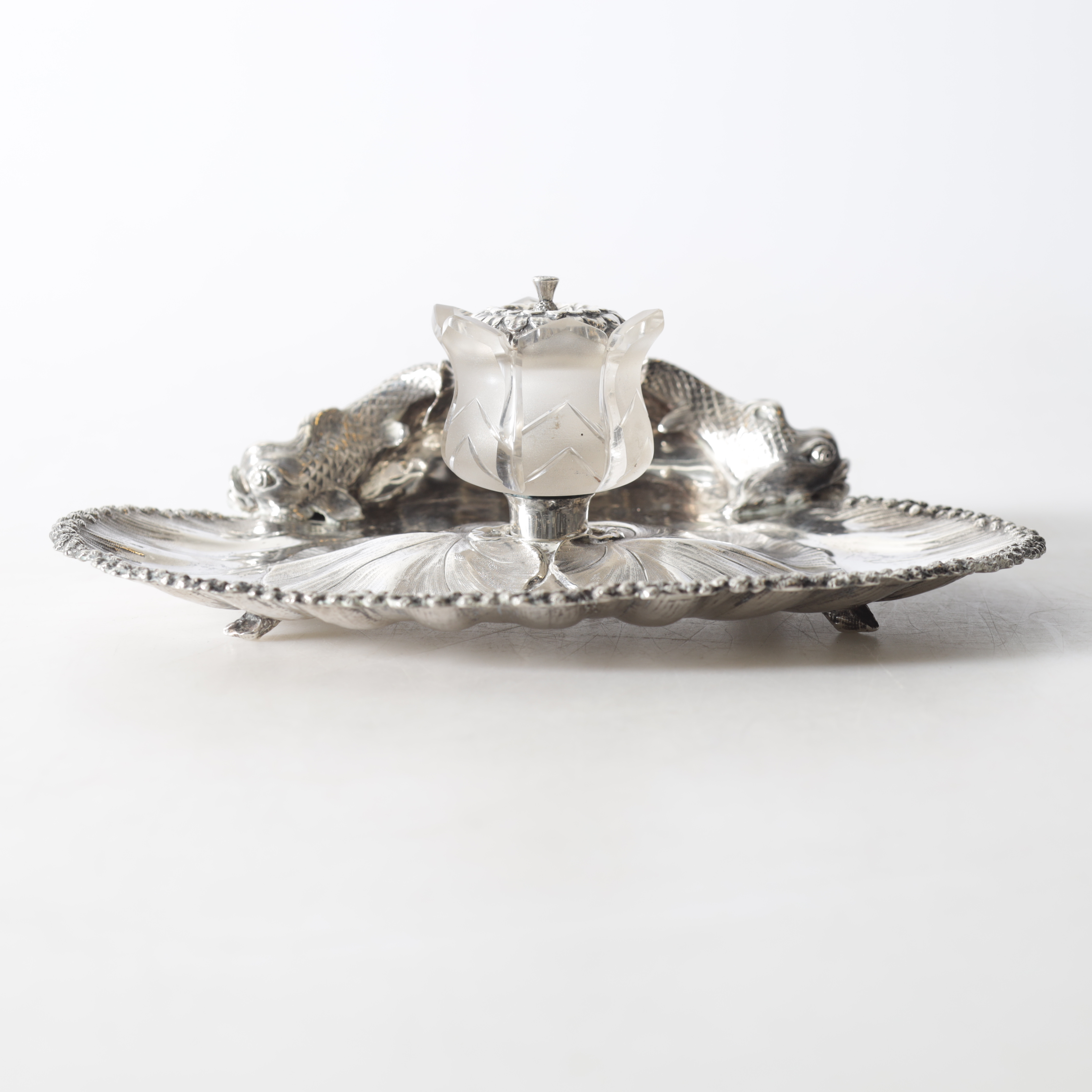 GEORGE JOHN RICHARDS. bläckhorn, silver & kristallglas, London, 1844. Vikt ca 529,4 gram exklusive glasinsats.