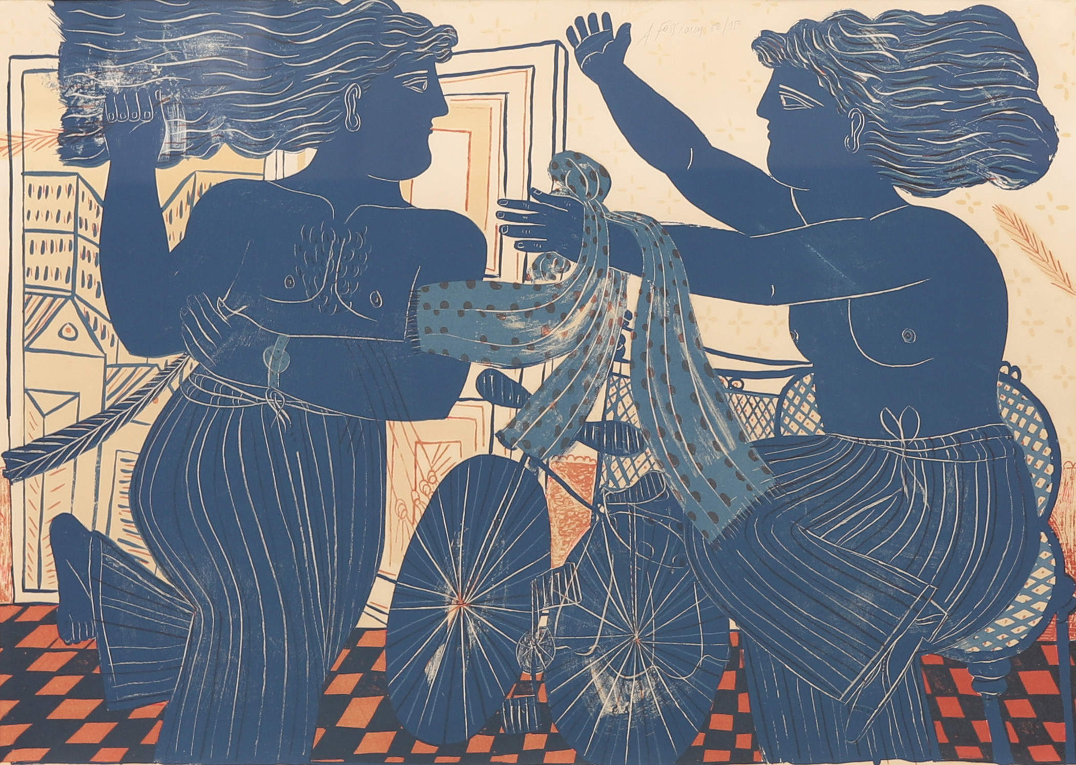 ALEXANDRE FASSIANOS. Färglitografi, numrerad 52/150 samt signerad.