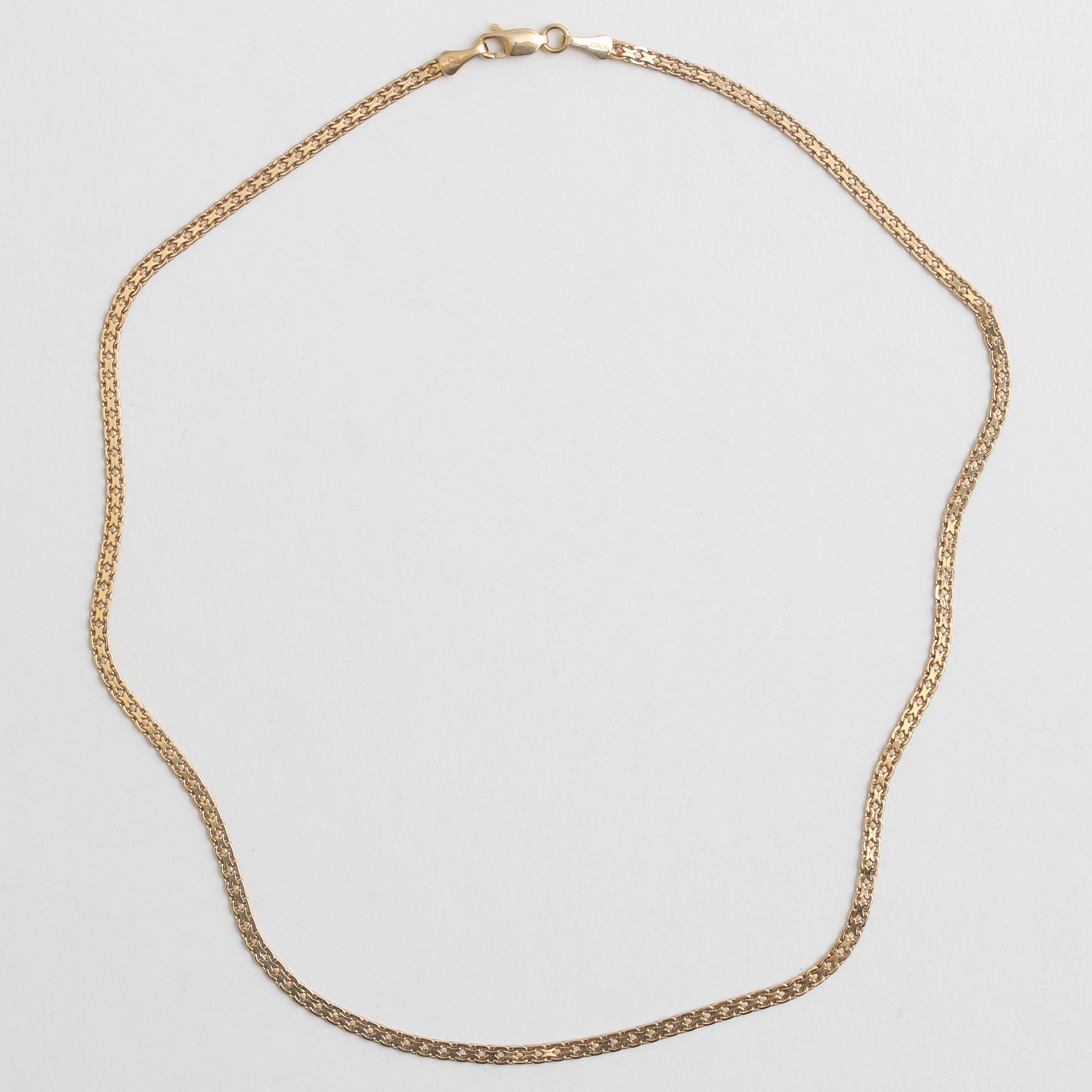 KEDJA, x-länk, 18 k guld, 9,20 gram, Italien.