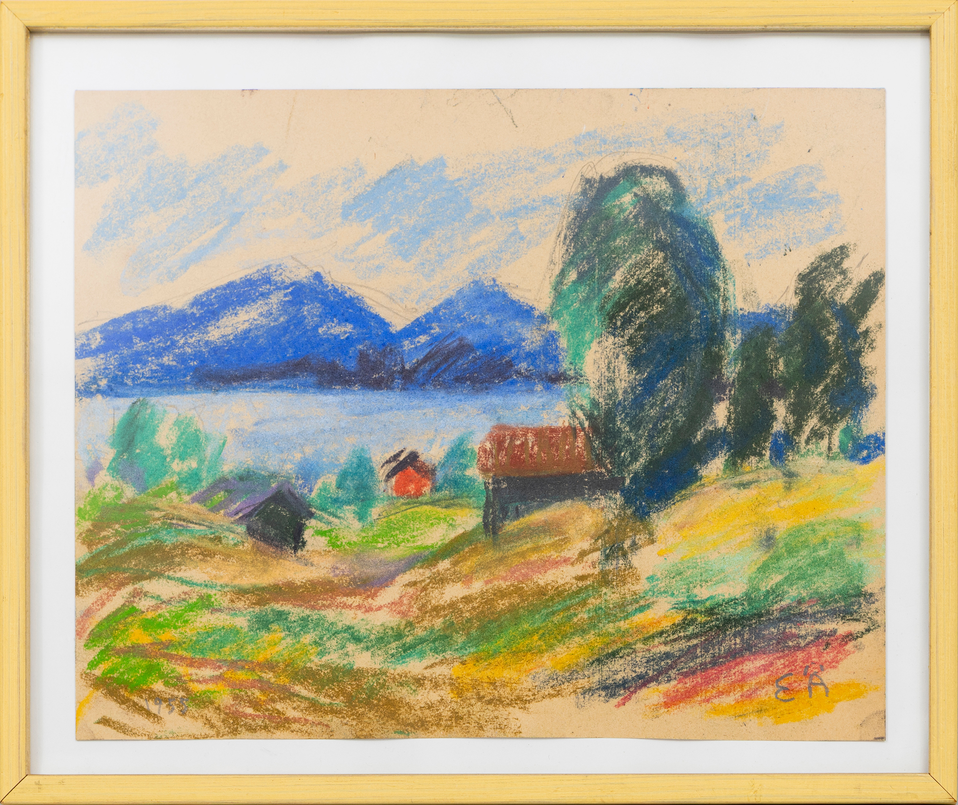 ERLING ÄRLINGSSON. Fjällandskap, pastell på papper, signerad EÄ.