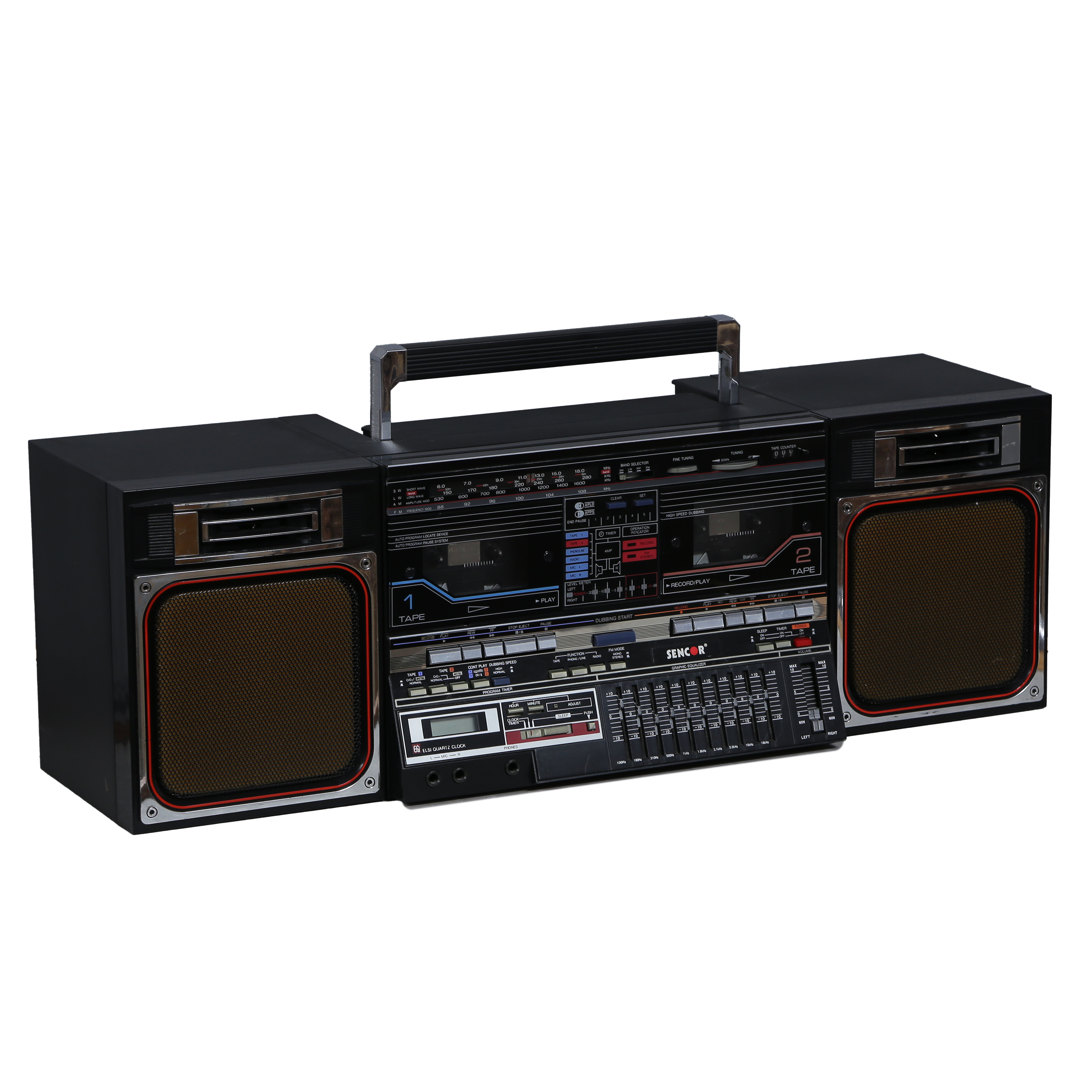 BERGSPRÄNGARE. SENCOR S-5900 BÄRBAR STEREO, DUBBEL KASSETT, 1970/1980-TAL, ITO INC TAIWAN.