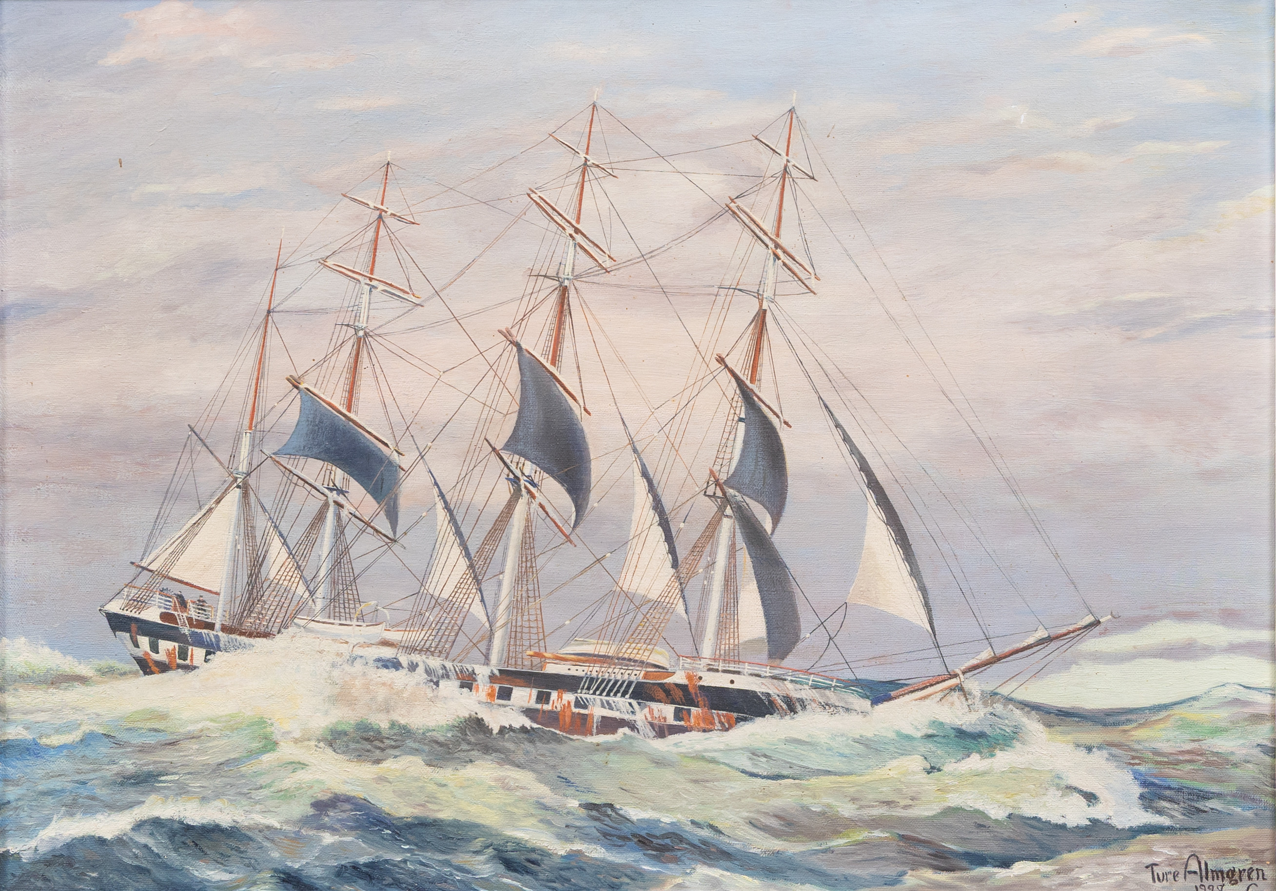 TURE ALGREN (1899-1972). Marint motiv, olja på duk, signerad och daterad 1927.