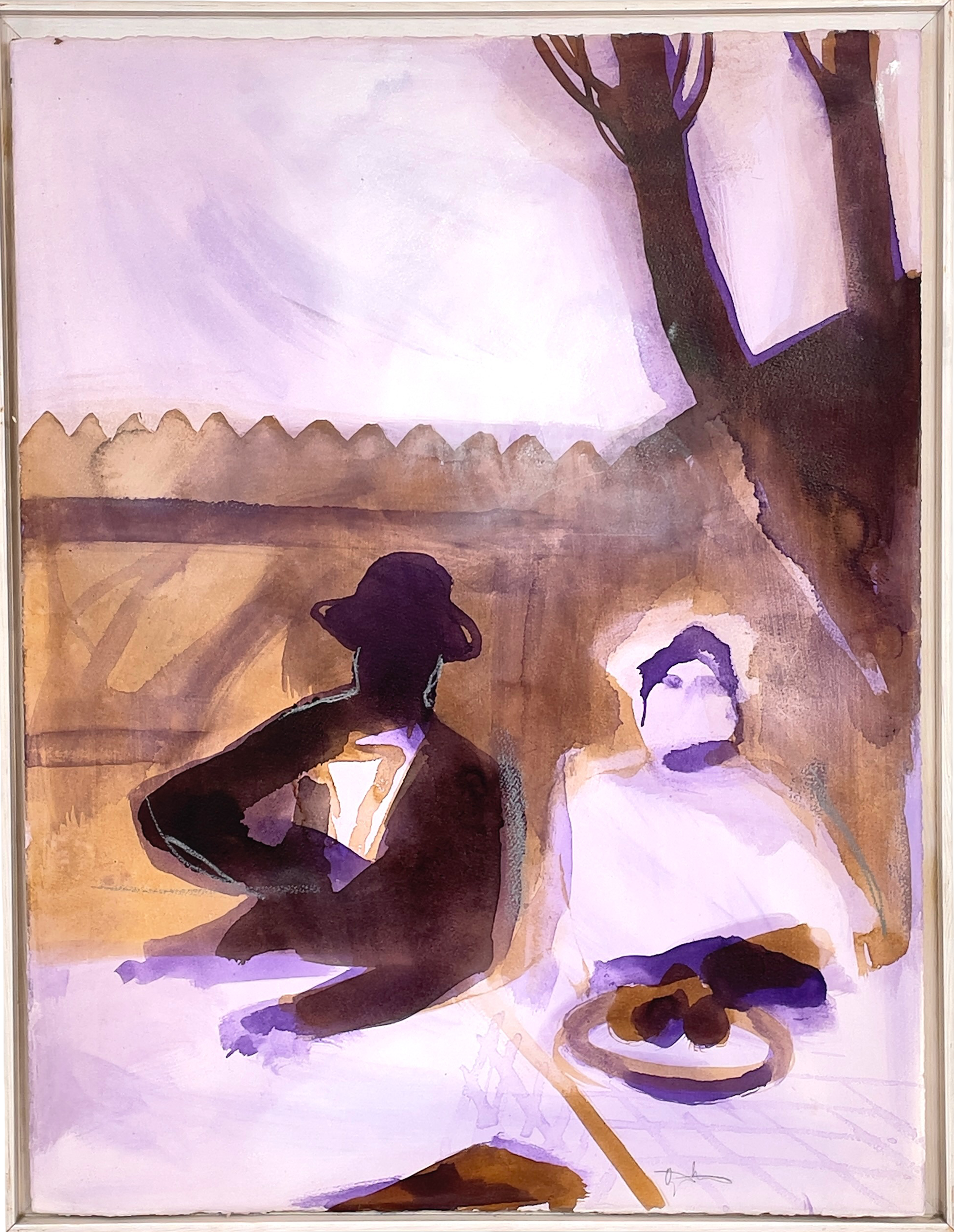 ÖRJAN WIKSTRÖM. Akvarell, "Bonnard o Marthe", signerad.