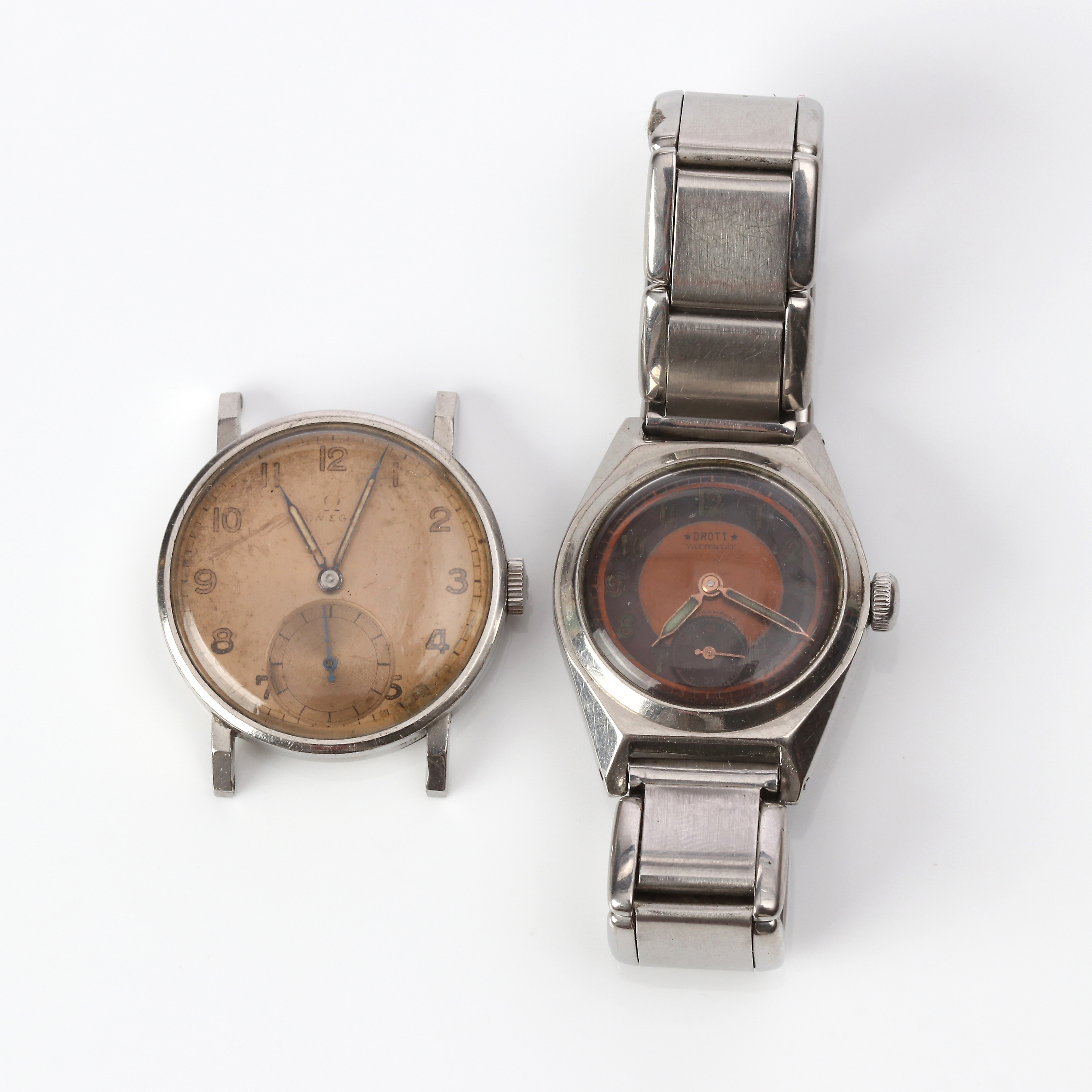 OMEGA OCH DROTT, ARMBANDSUR, TVÅ ST. Stål, manuella.