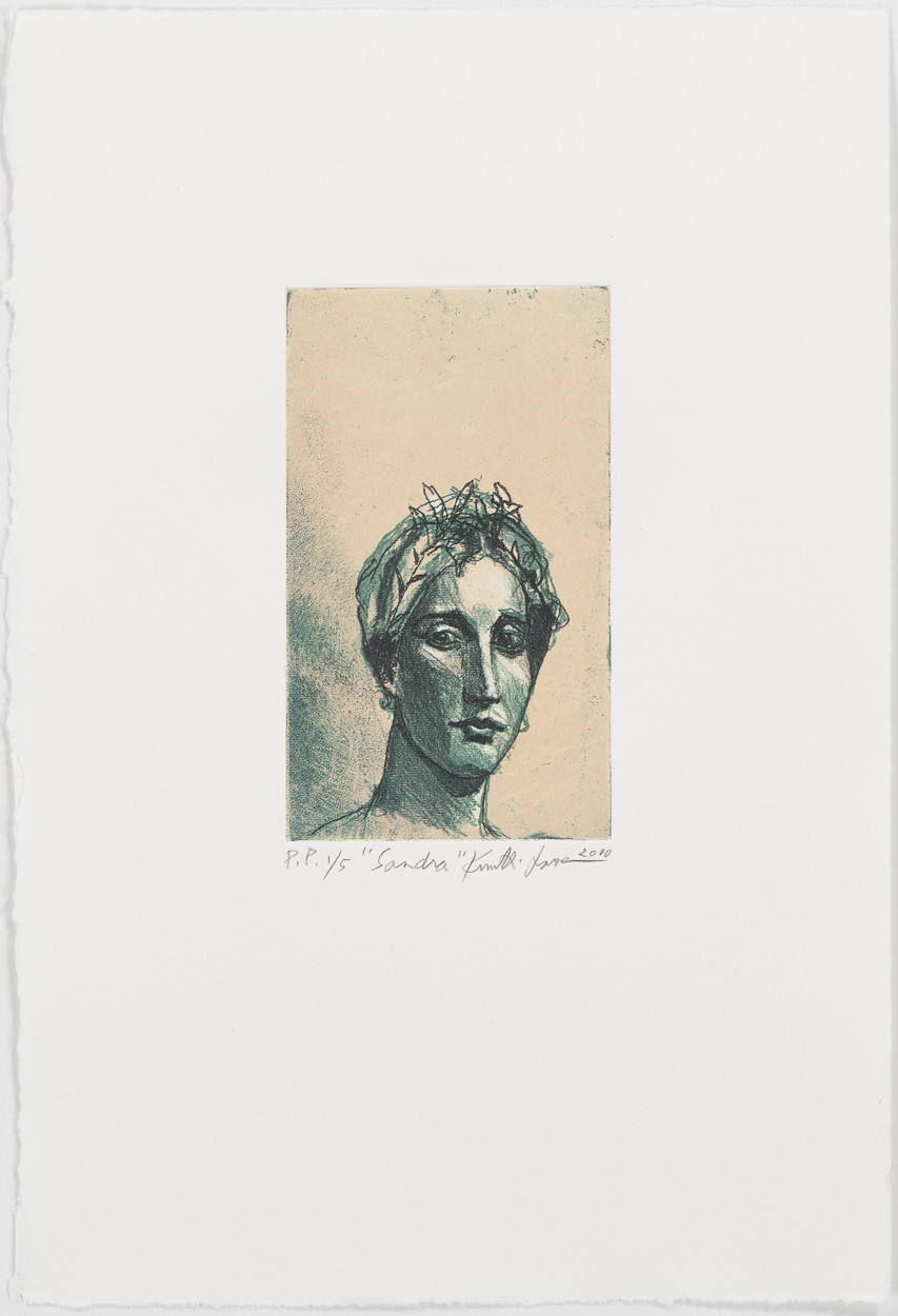 KUUTTI LAVONEN. "Sandra", etsning, oramat blad.