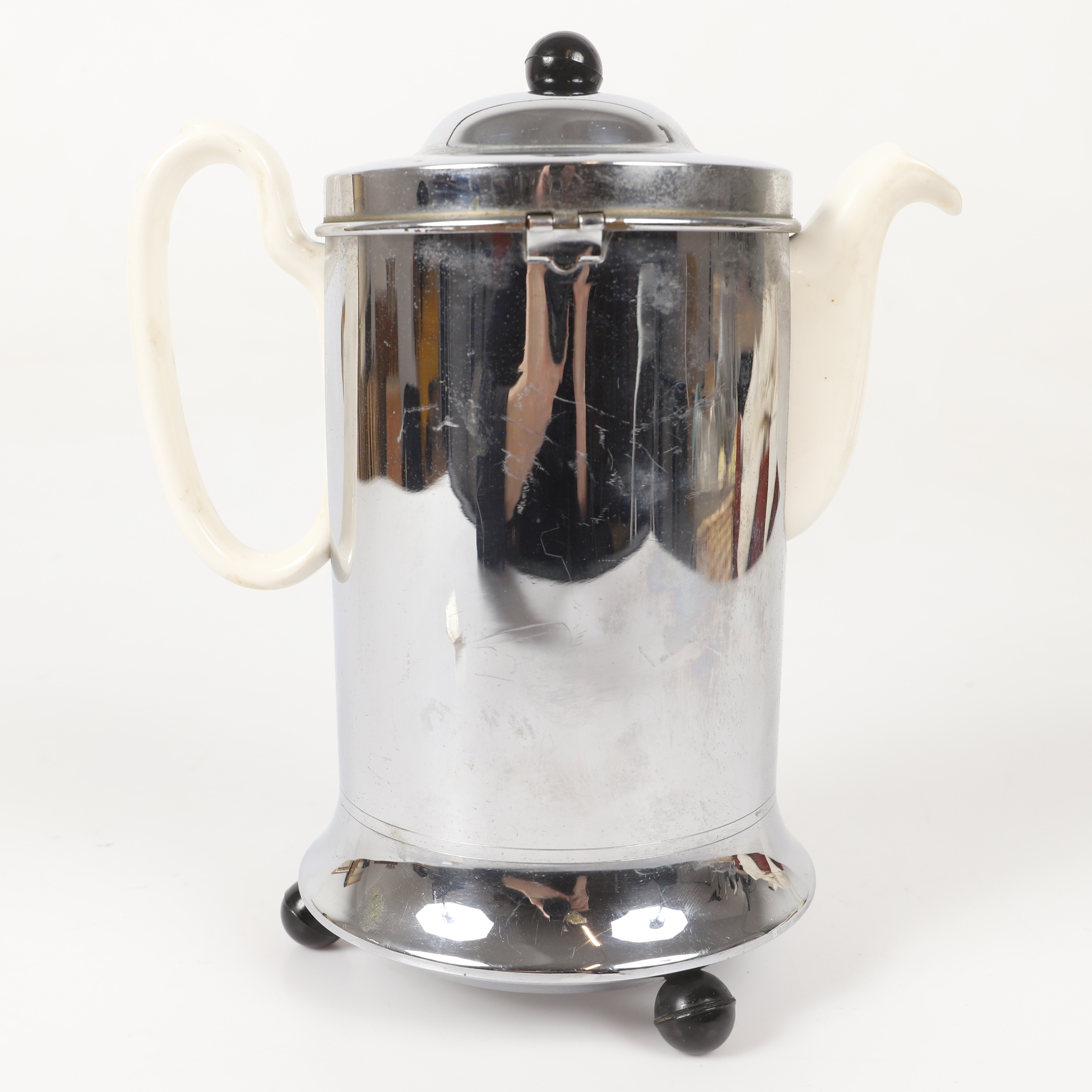 KAFFETERMOS, porslin med metall- och filthölje, Petrus Regout & Co, Nederländerna, art-deco.