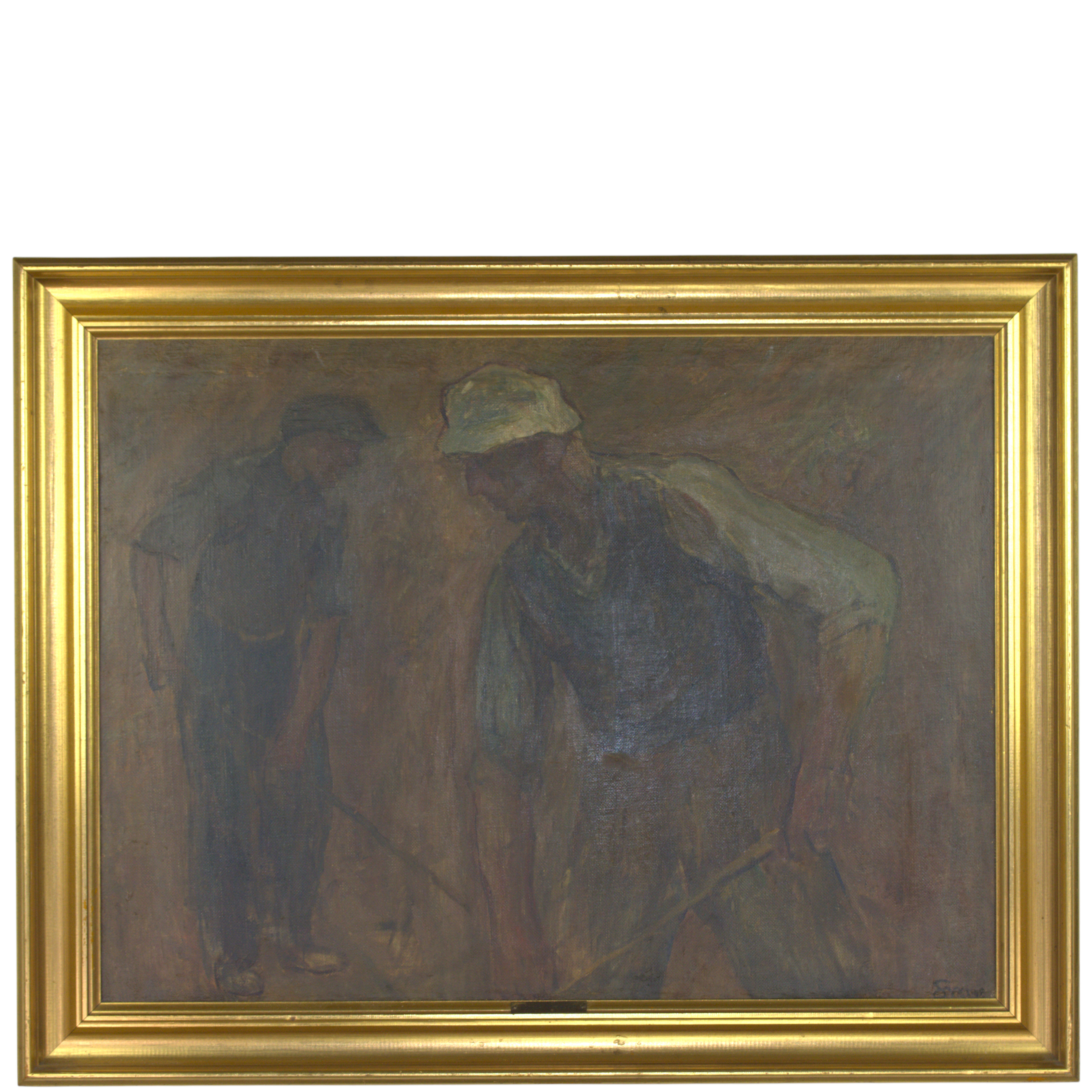 LAURITZ MIKKELSEN. Olja på duk, skördetid, monogramsignerad.