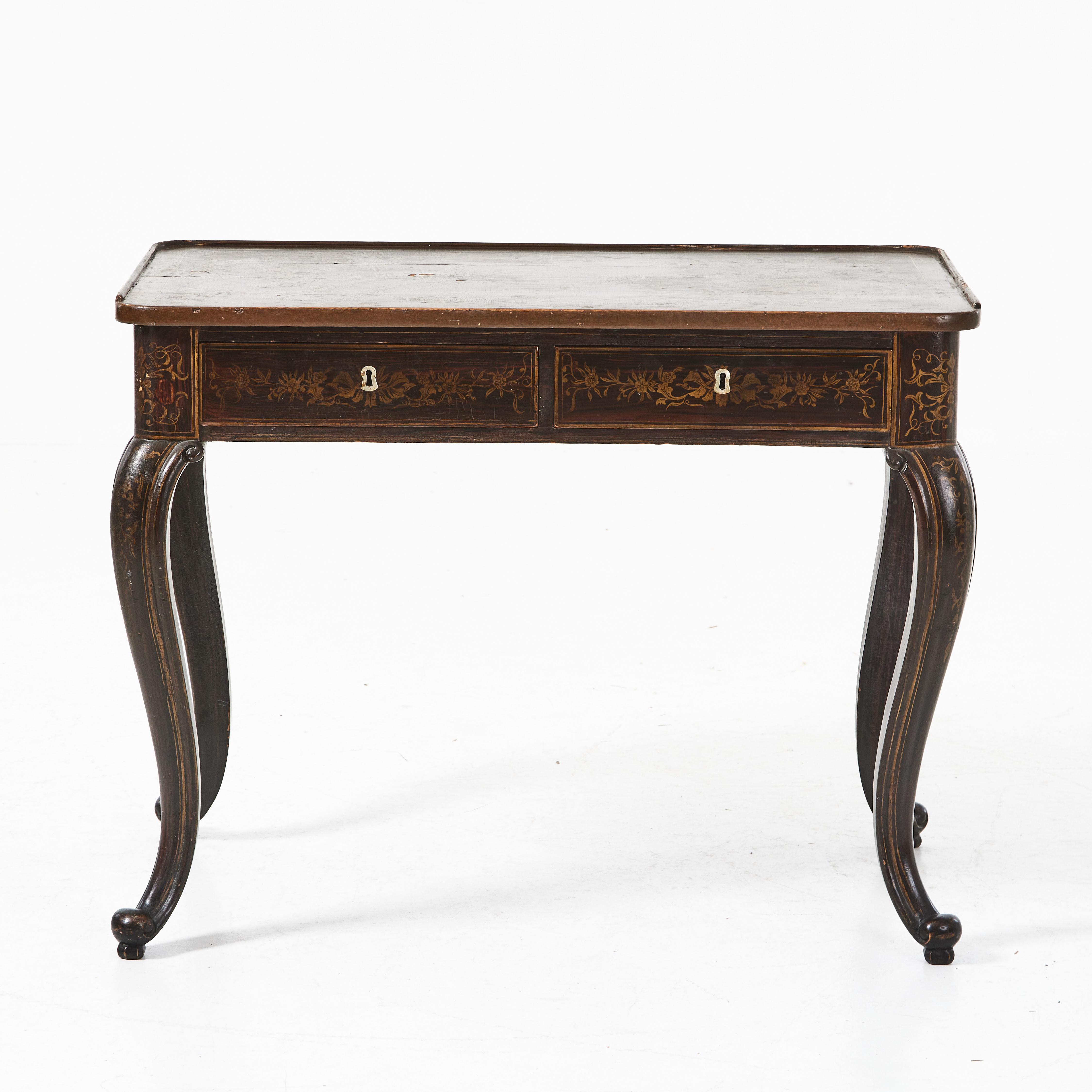 SKRIVBORD, nyrokoko, målad dekor i lackimitation. Två lådor i sargen.