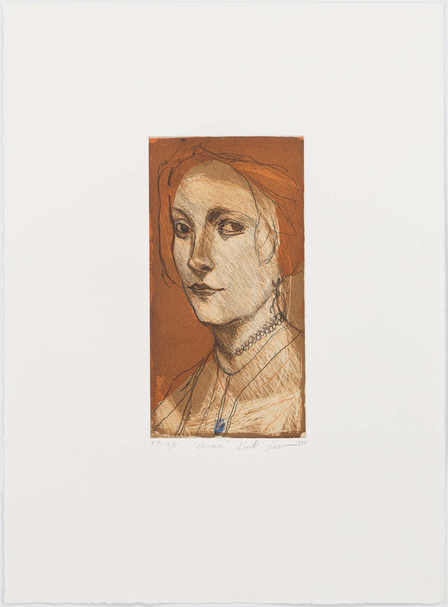 KUUTTI LAVONEN. "Minerva", etsning oramat blad.