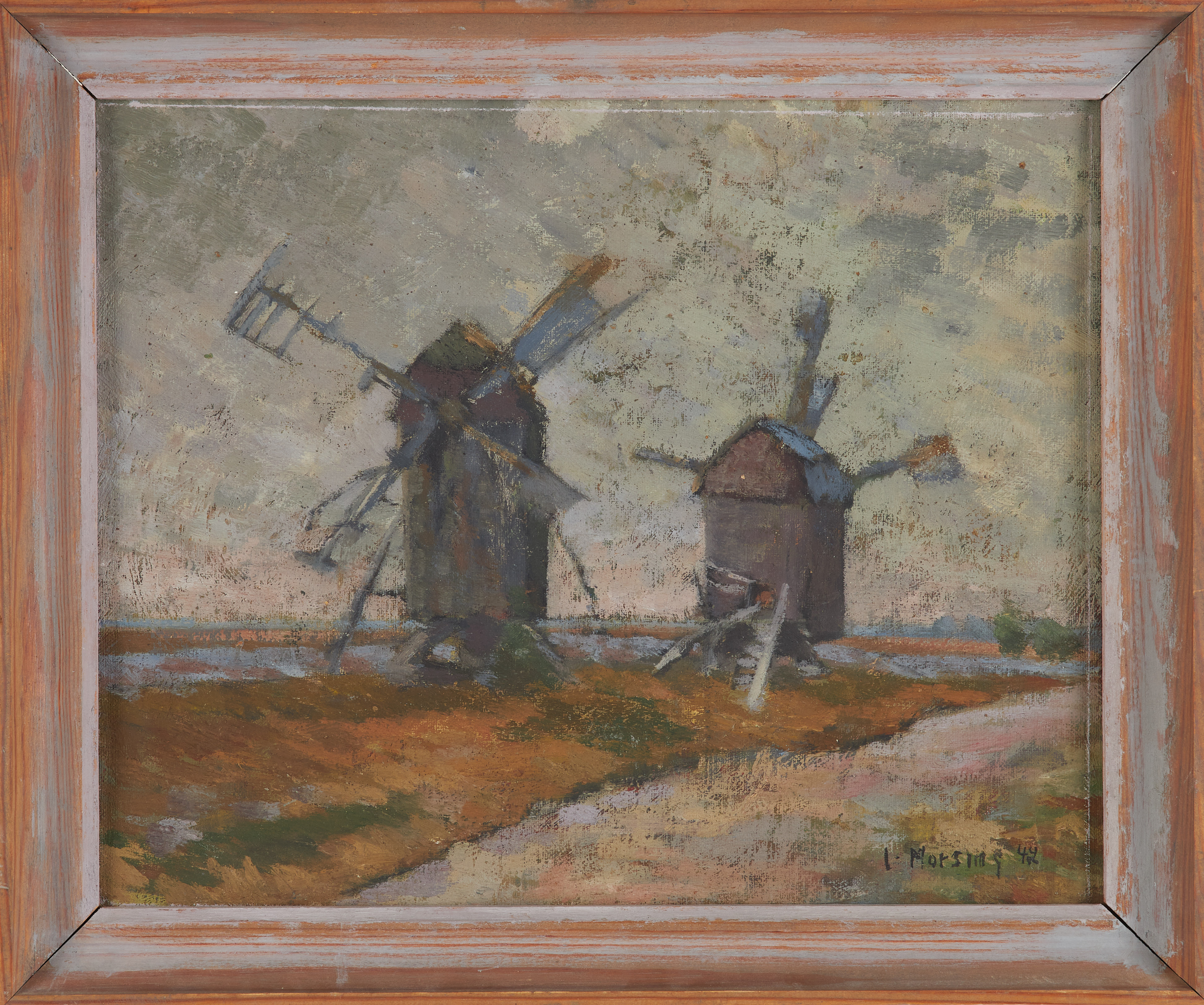 IVAN MORSING (1919-2009). Väderkvarnar, olja på pannå, signerad, daterad -44.