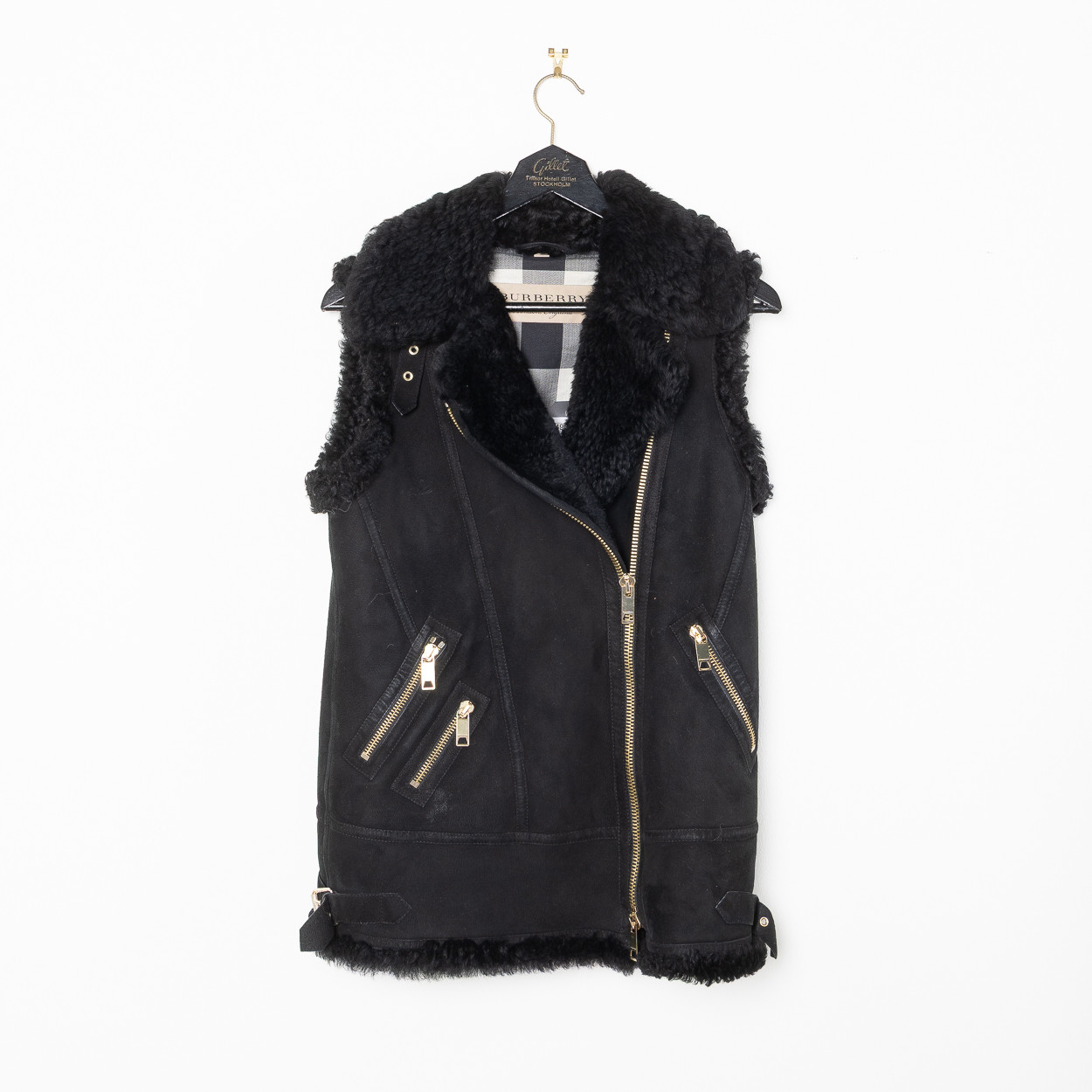 BURBERRY, Väst i Shearling (fårskinn), storlek 6, (EU 38).