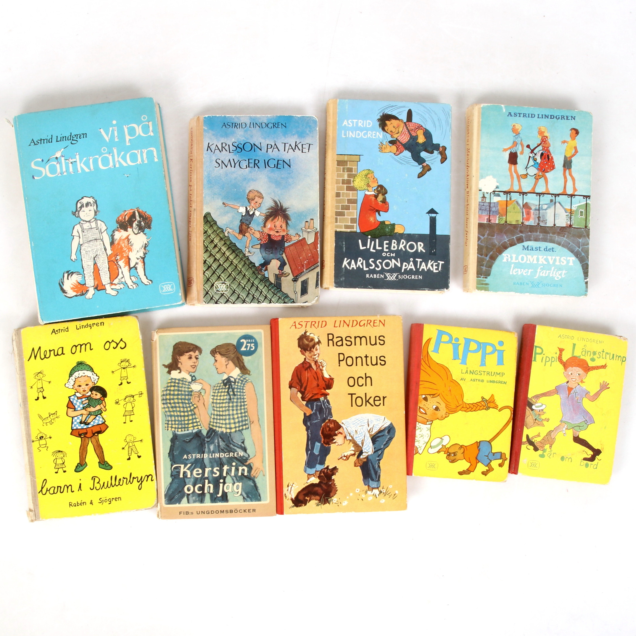 ASTRID LINDGREN. Böcker, 9 st, Rabén & Sjögren.
