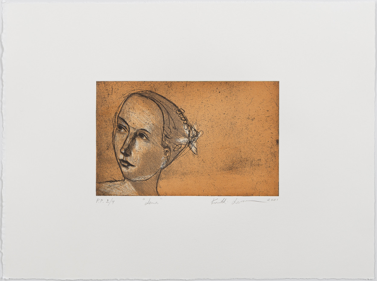 KUUTTI LAVONEN. "Lena", etsning, oramat blad.