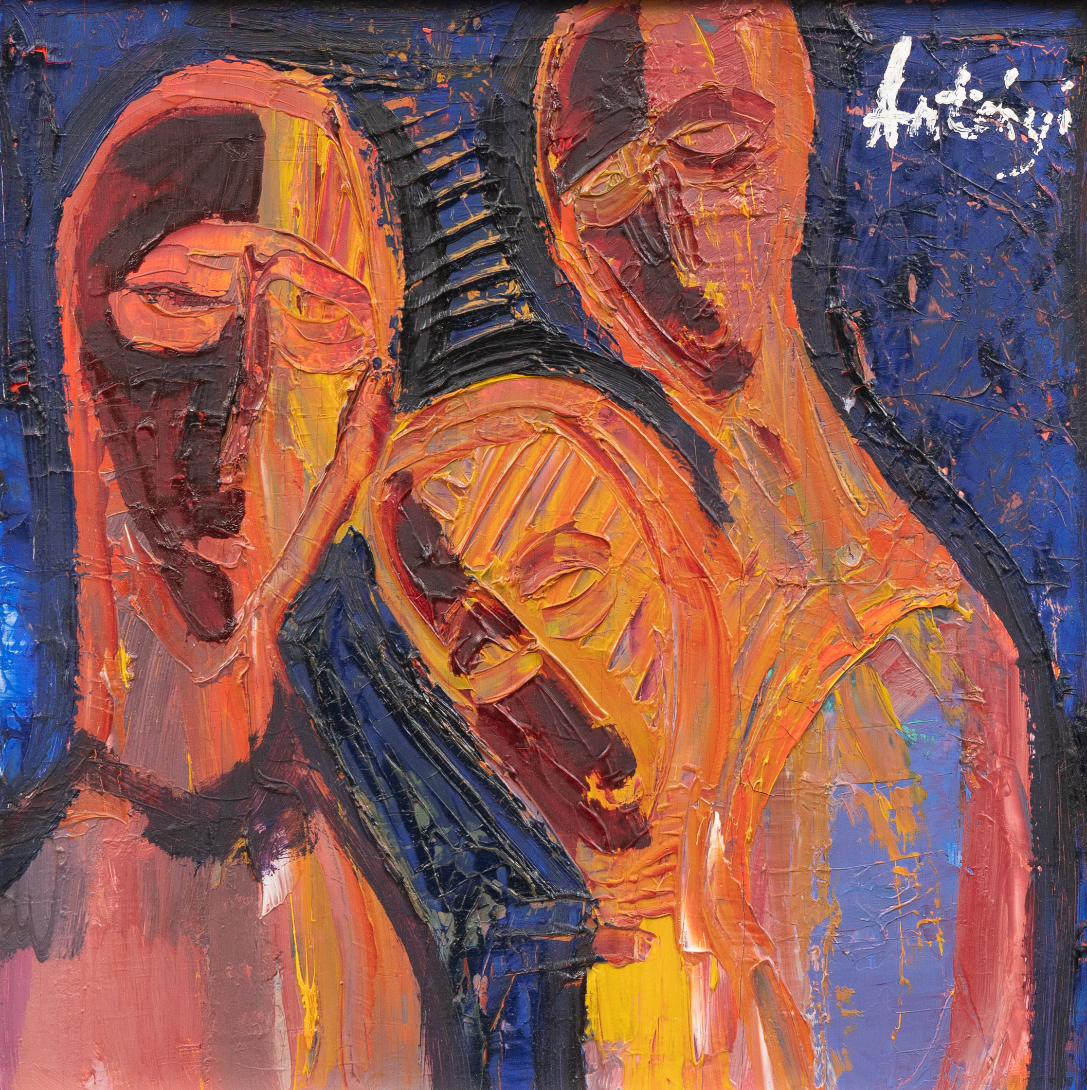 IMRE ANTONYI. Familjen olja på pannå, signrad.