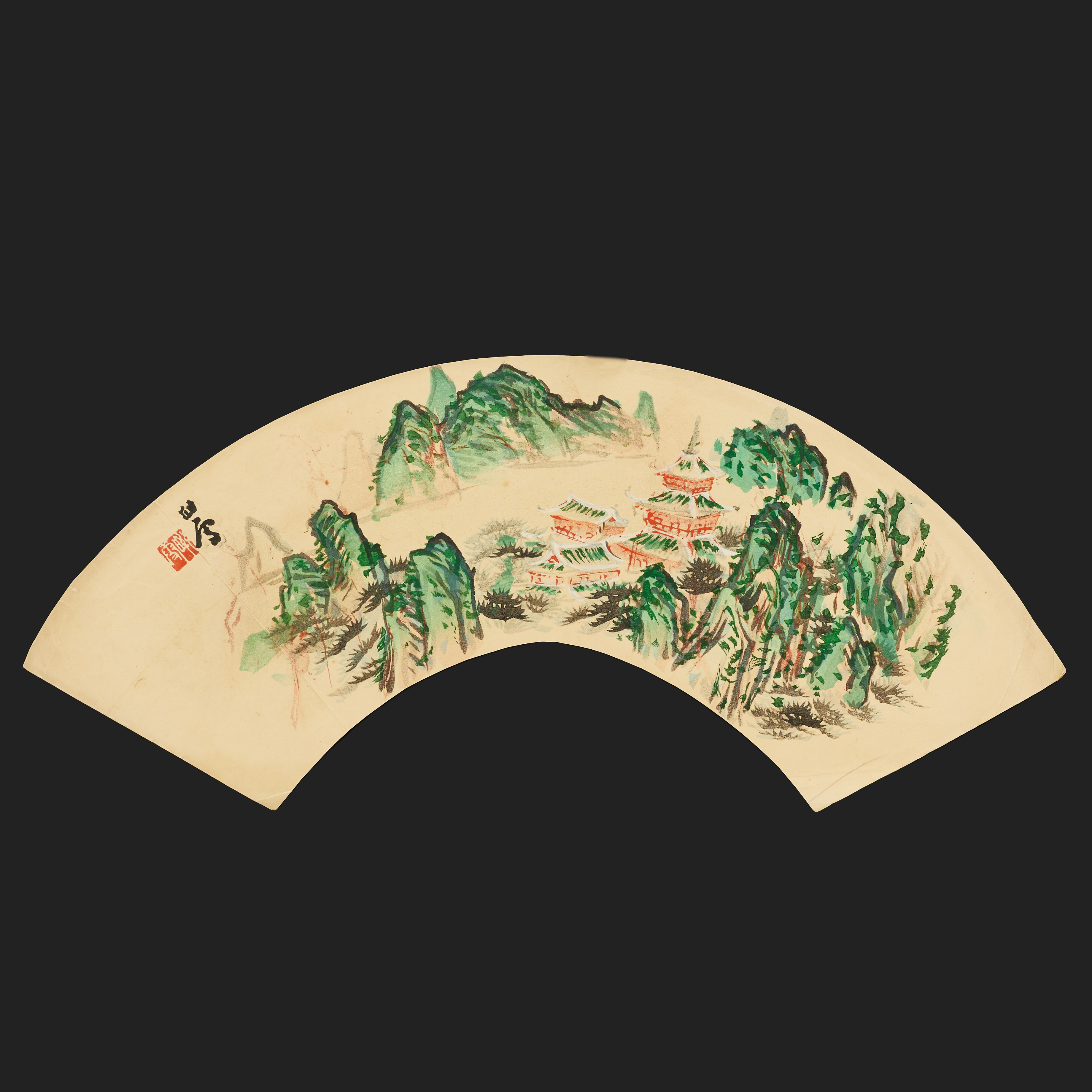 UCHIWA-E, solfjädertryck, 8 st, bl.a. Seiho Takeuchi, Bisen Fukuda, 1900-tal.