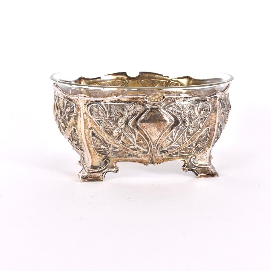 JARDINIÈRE, silver med glasinsats, Karl Andersson Stockholm 1903.