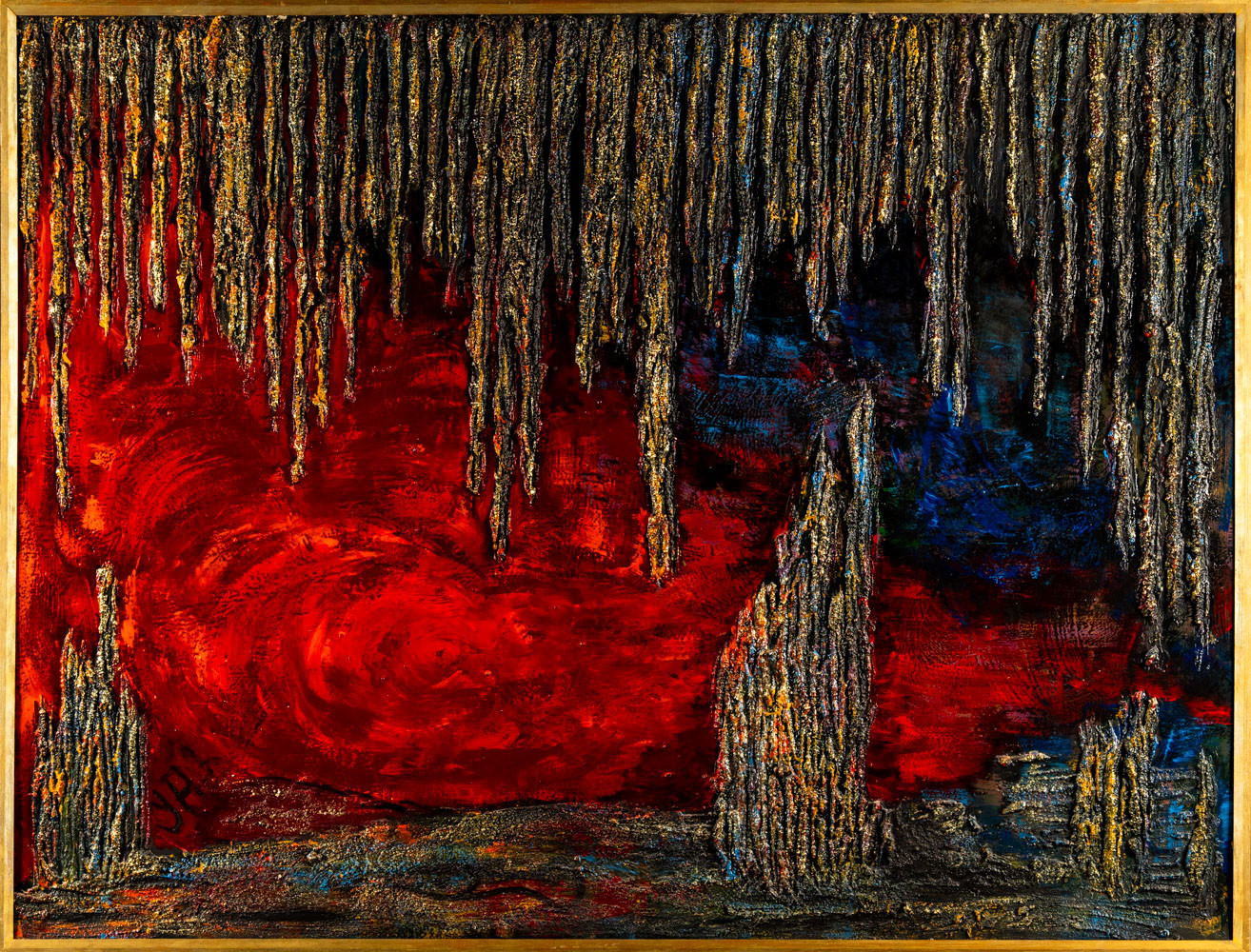 INGRID AHLQVIST. Blandteknik på pannå, signerad, 1900tal.