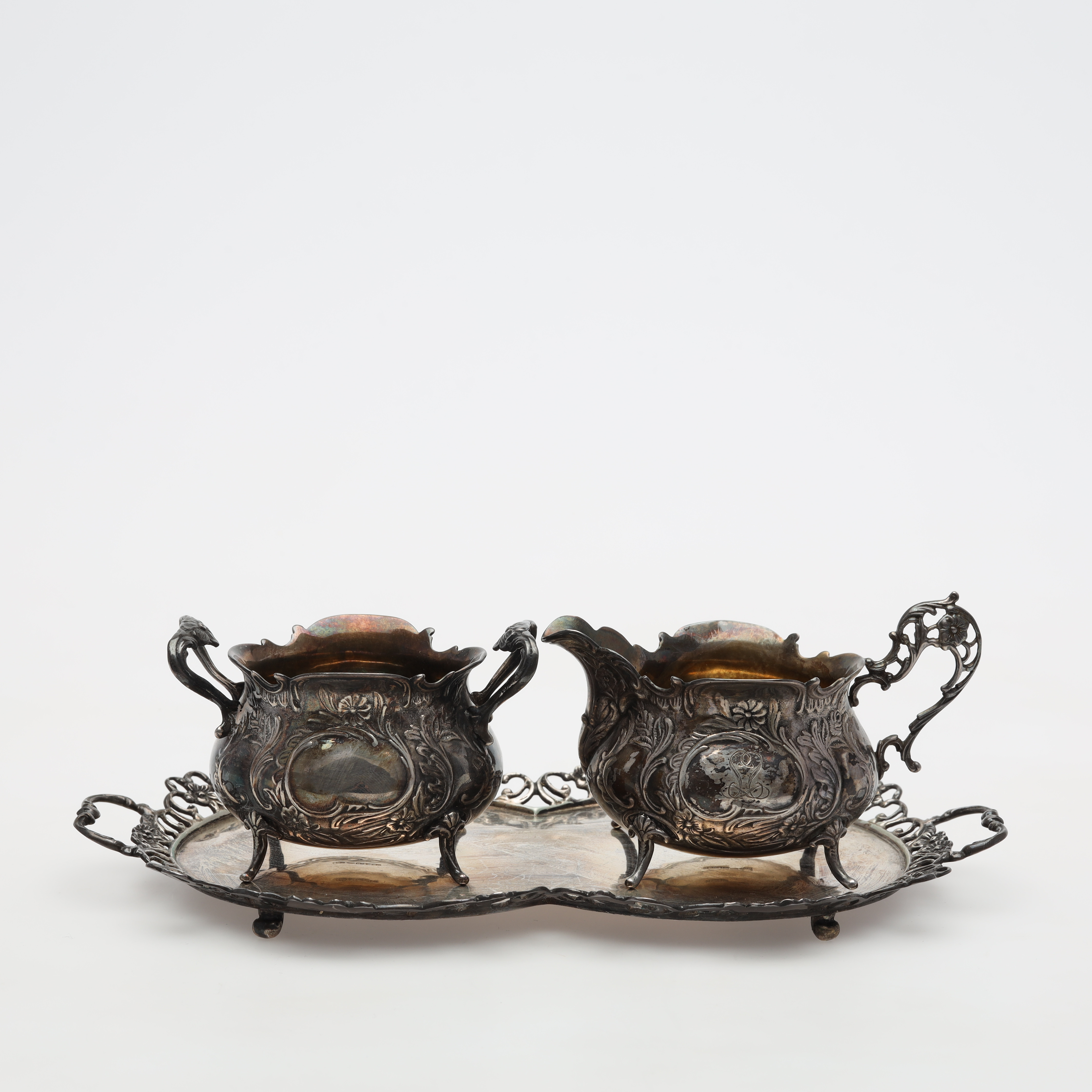 SERVERINGSSET, 3 delar, silver, Gewe Silvervarufabriken AB, 1957, Malmö vikt ca 349 gram.