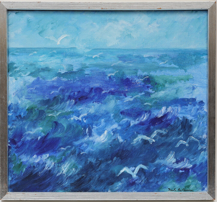 BRITA ANDERSSON. Havsbild, oljemålning på duk, signerad.