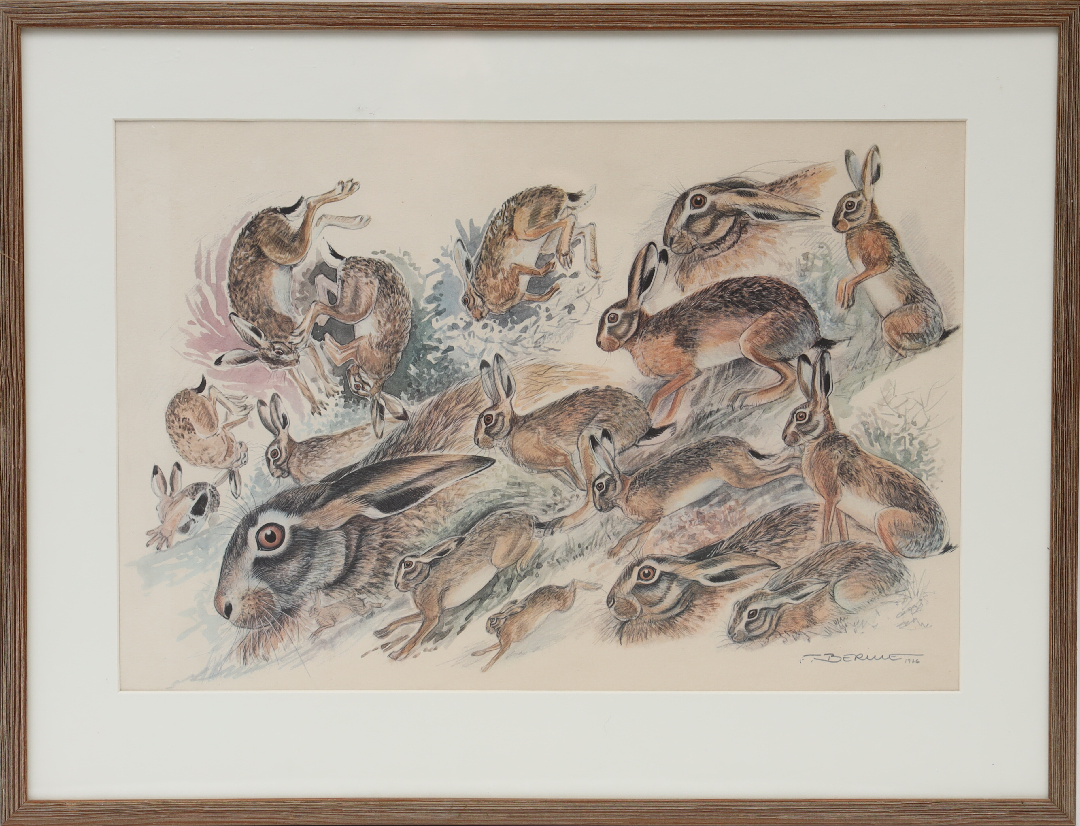 FRANCIS BERILLE. Harstudie, akvarell, signerad och daterad 76.