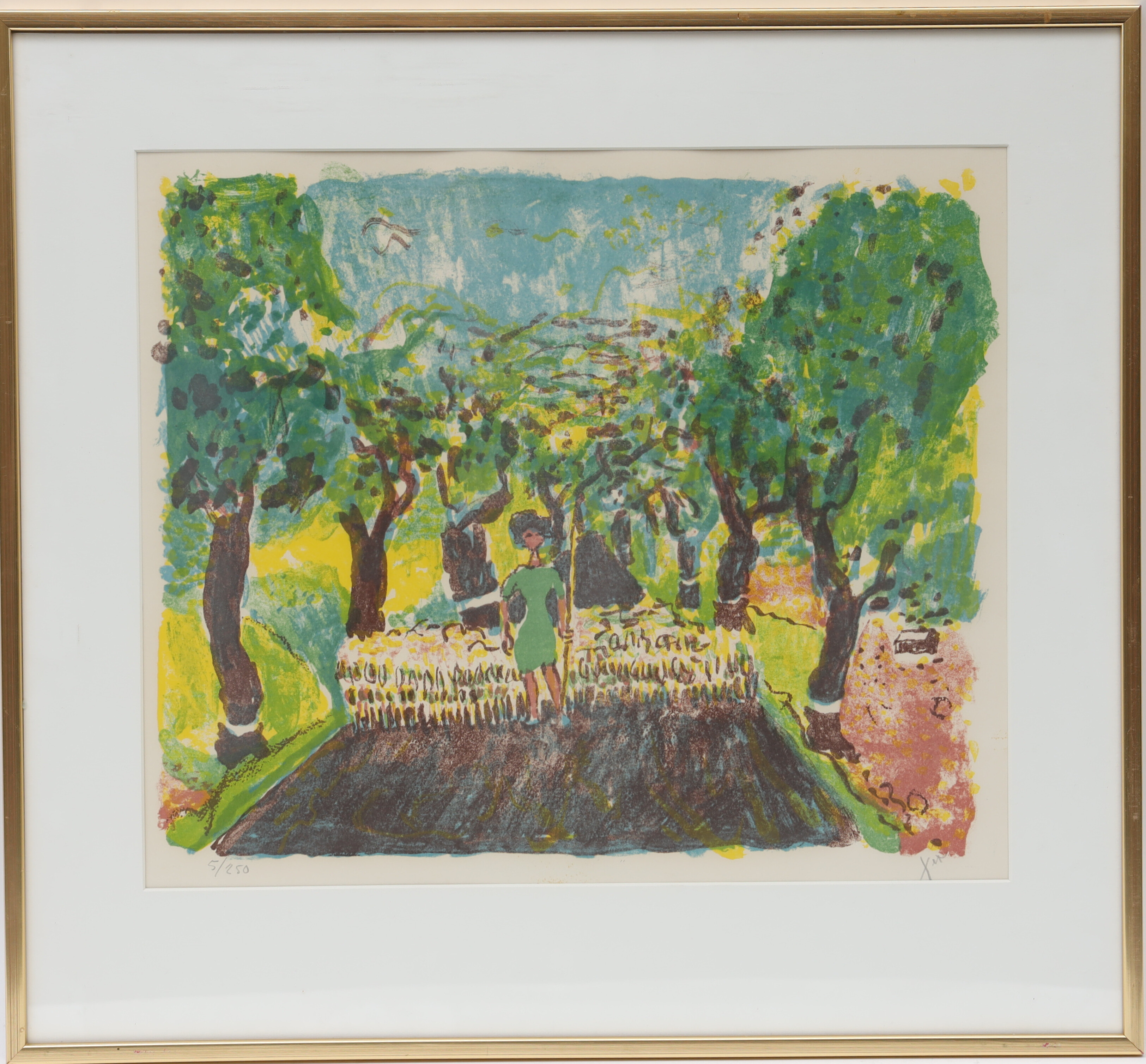 SVEN X:ET ERIXSON. Landskap med kvinna, signerad och numrerad.