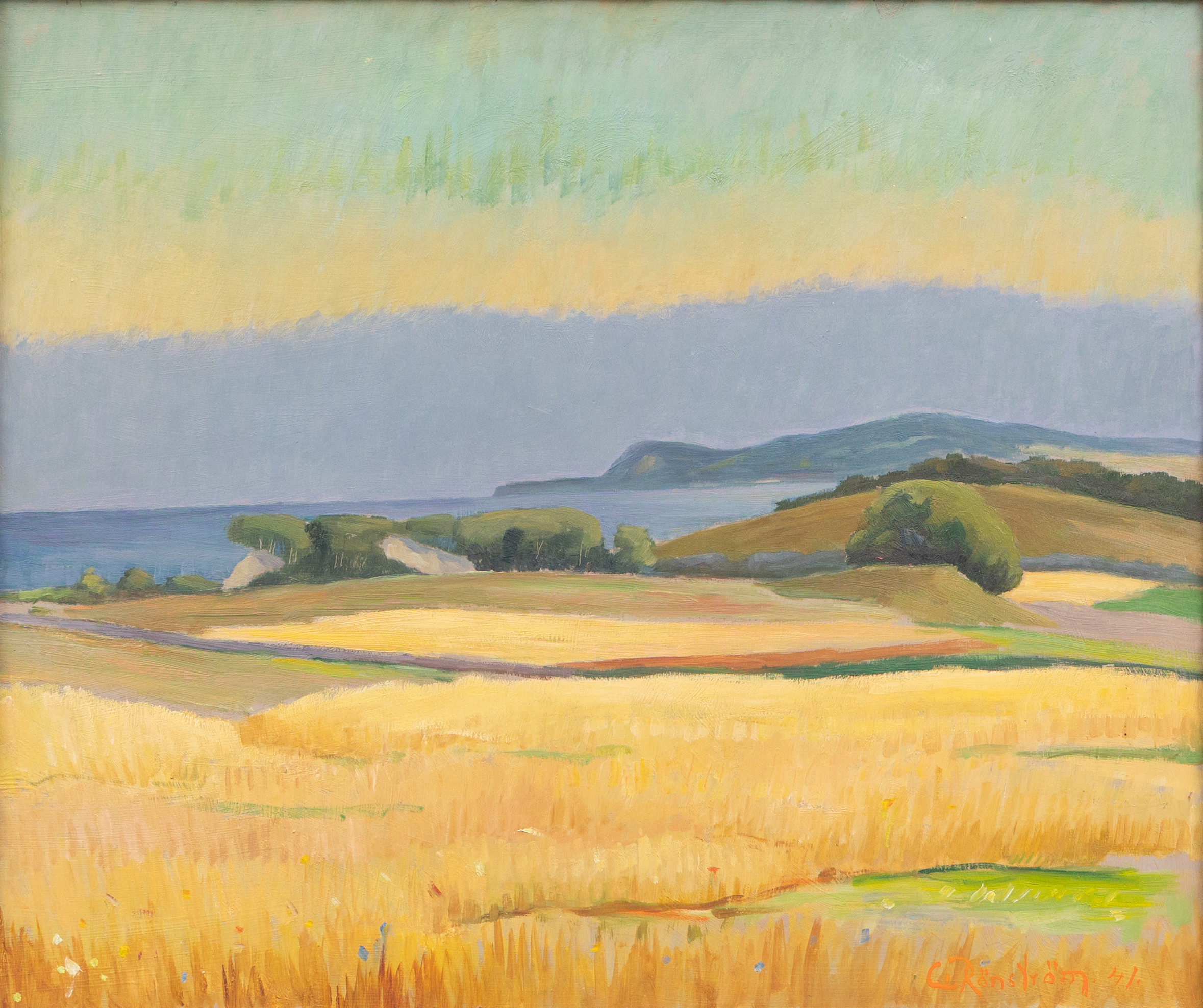 CARL RÖNSTRÖM (1898-1954). Utsikt från Haväng mot Stenshuvud, olja på duk, signerad och daterad -41.