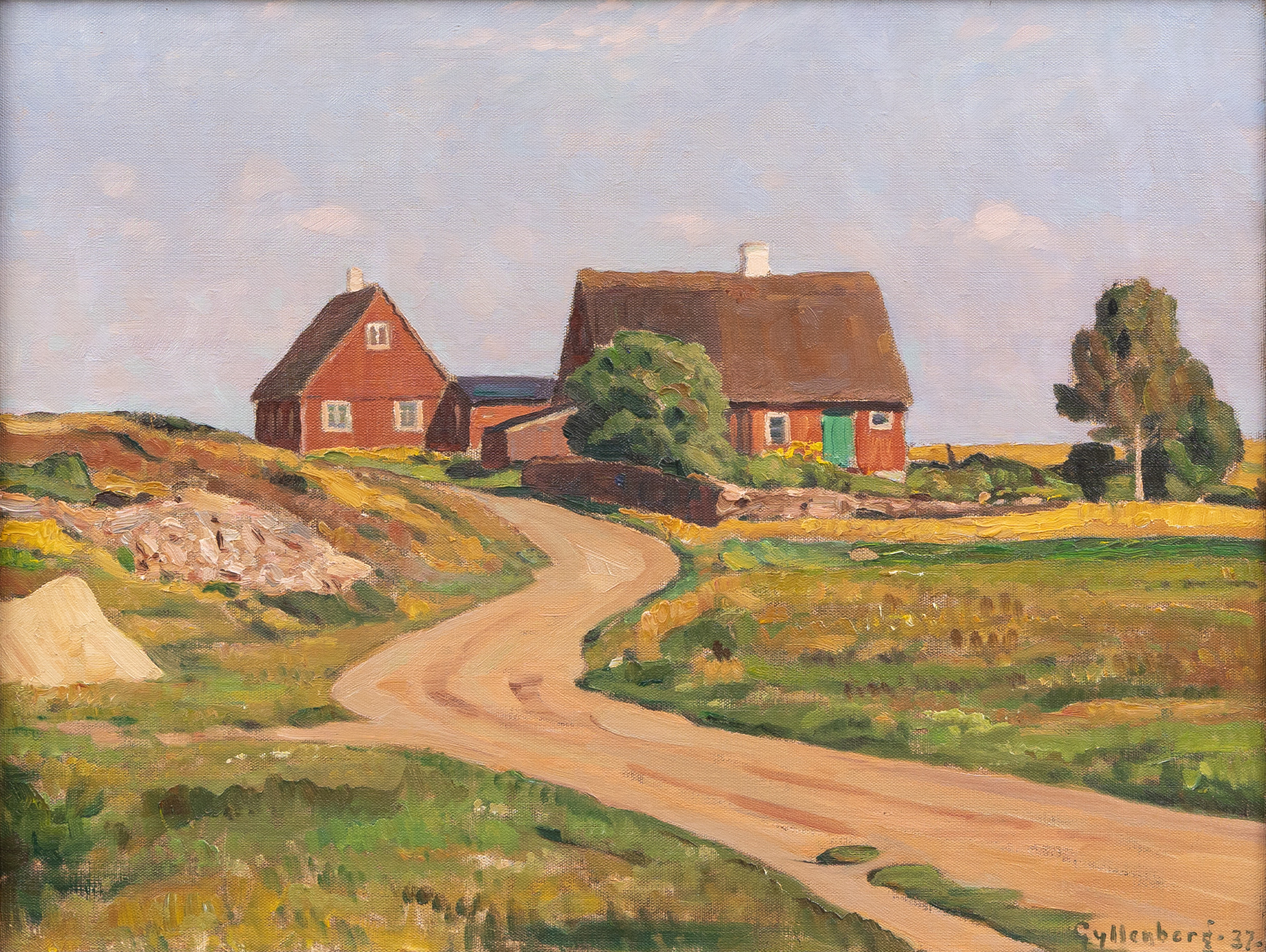 OSSIAN GYLLENBERG. Gård i landskap, olja på duk, signerad och daterad -37.