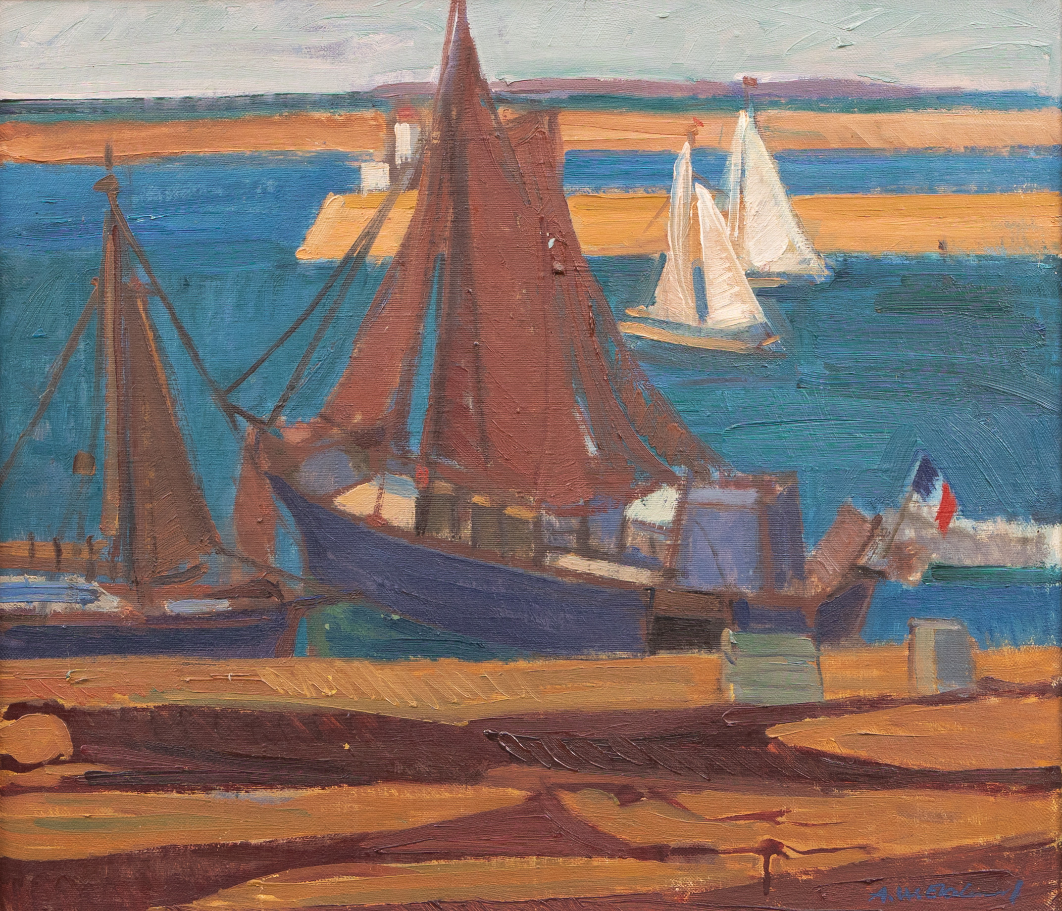 AXEL WERNER EKELUND (1919-1989). Motiv från Bandol, Provence, olja på duk, signerad.