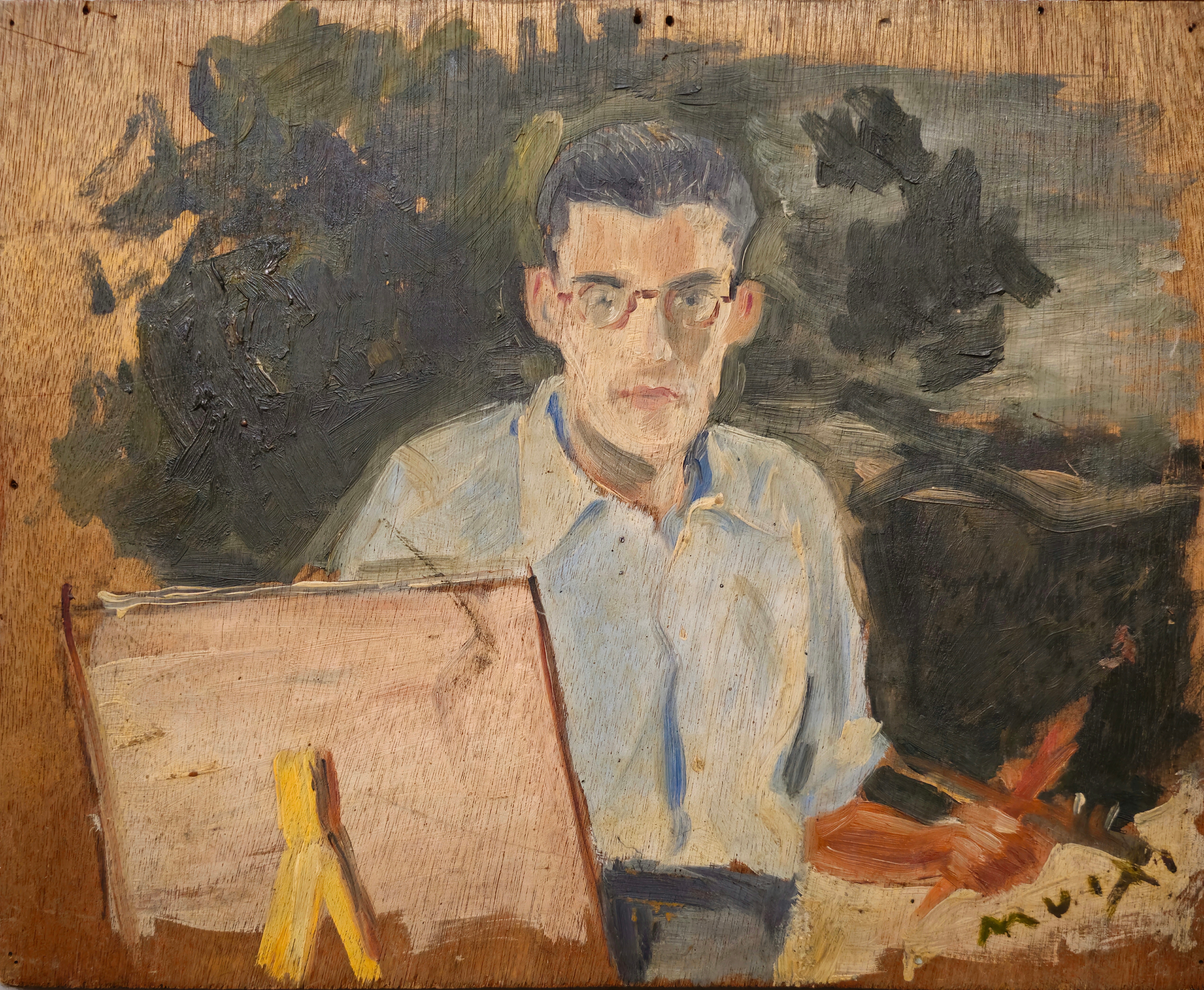 RAMON MUIXI ROIG. RETRATO DEL PINTOR GUILLEM FRESQUET BARDINA. ÓLEO SOBRE TABLA.