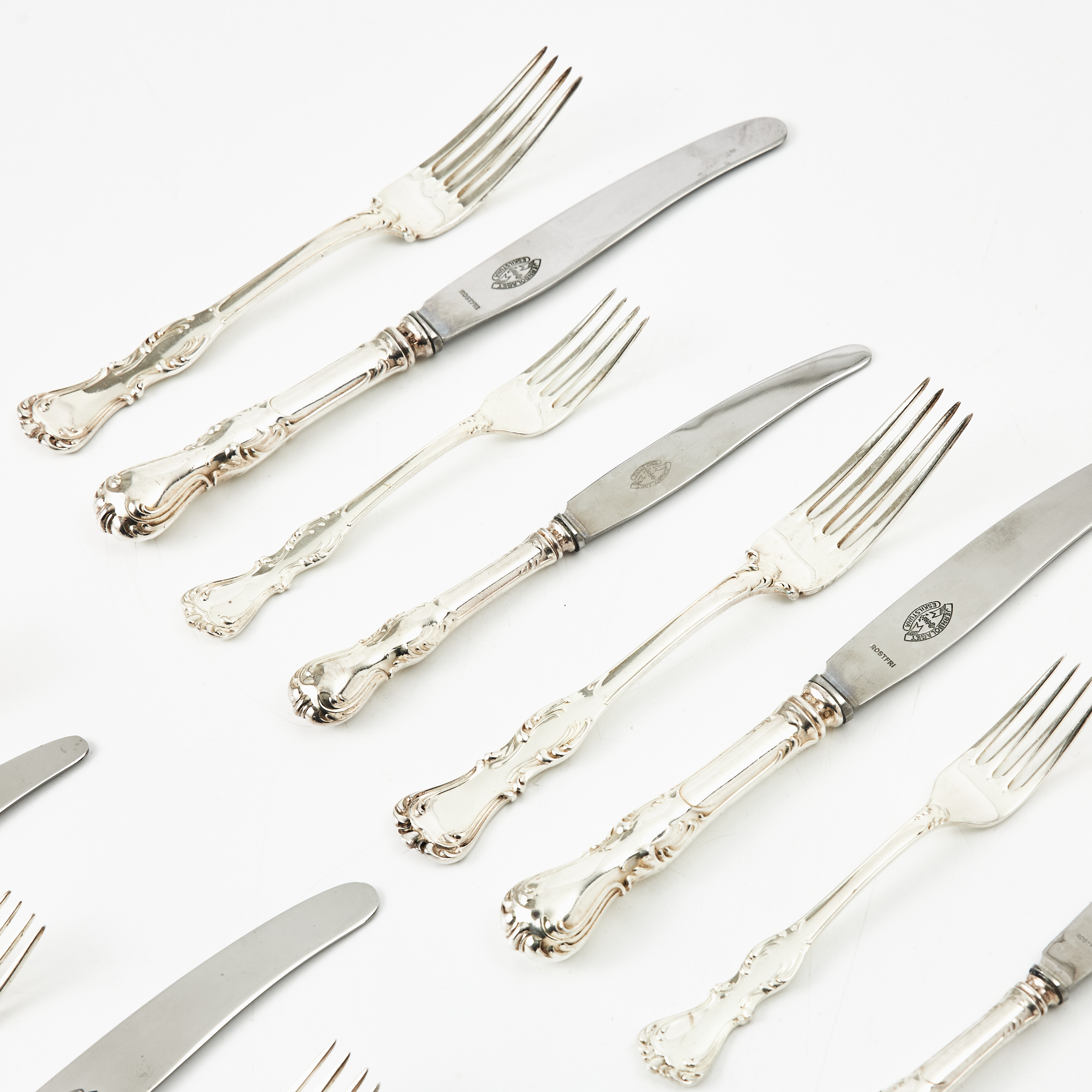 BESTICK, 16 dlr, silver, CG Hallberg, Stockholm, olika årsindex, modell prins Albert.