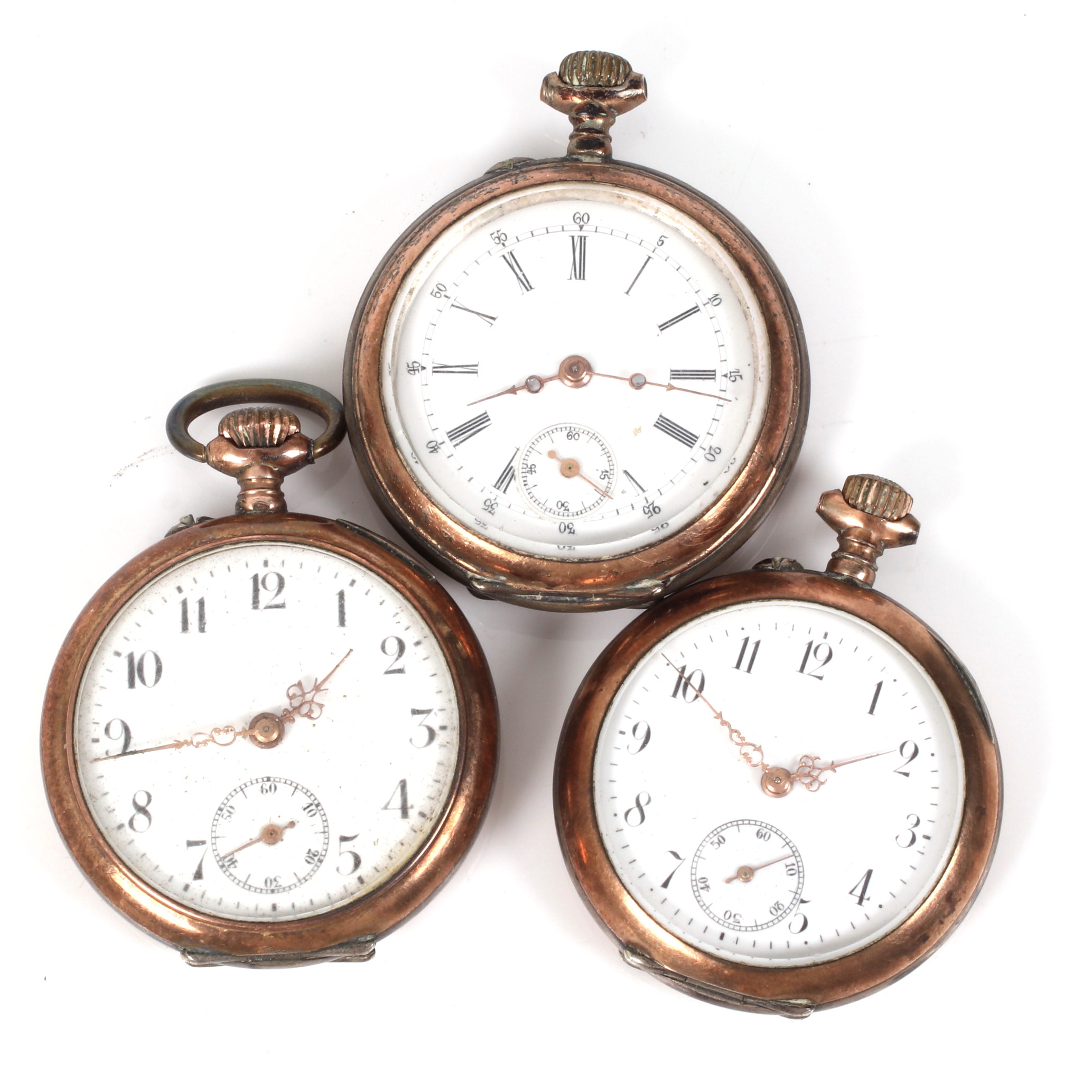 FICKUR, 3 st, silver, s.k. "mormorsur", Cylindre och Remontoir, 1900-tal.