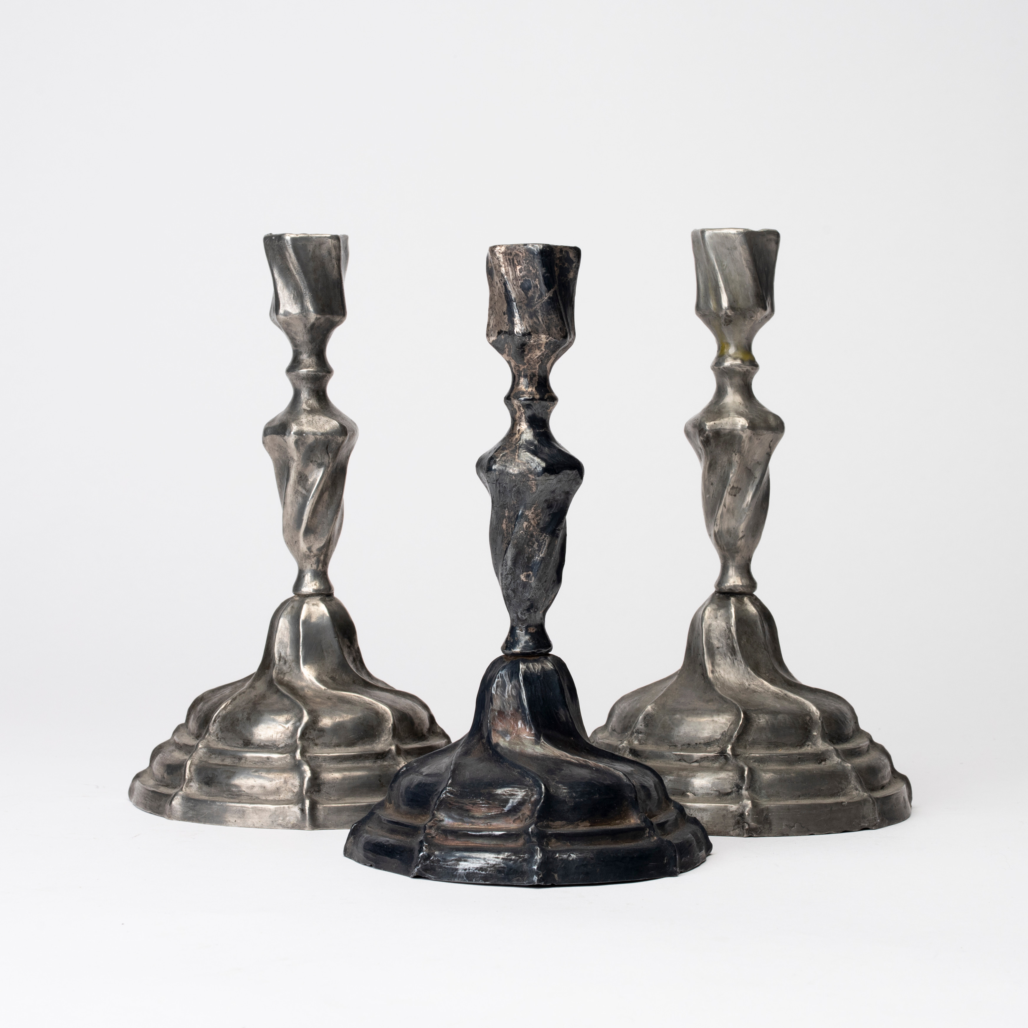 LJUSSTAKAR, 2+1 st, tenn, rokoko, 1700-tal.