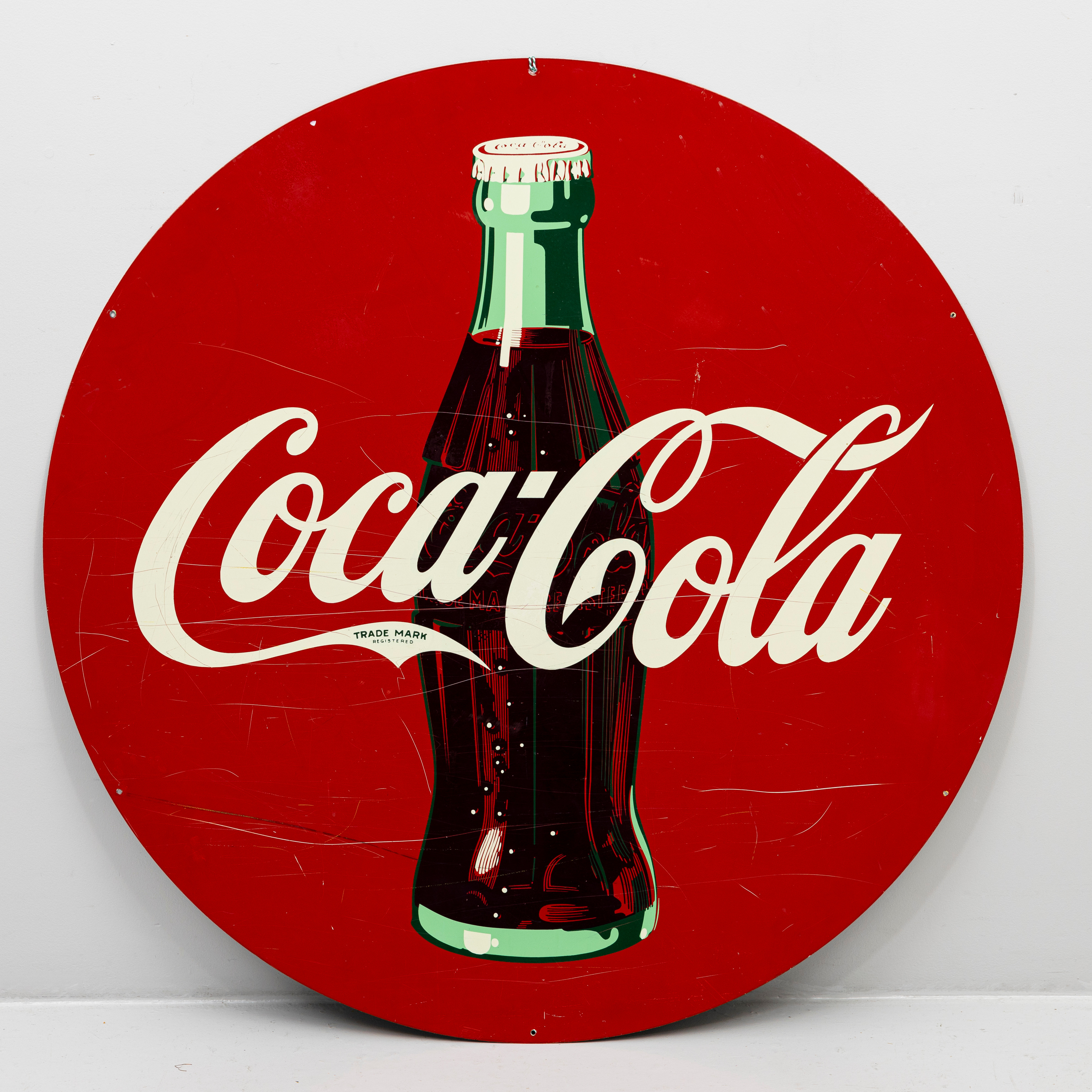 STOR REKLAMSKYLT, emaljerad plåt, Coca-Cola, 1900-talets andra hälft.