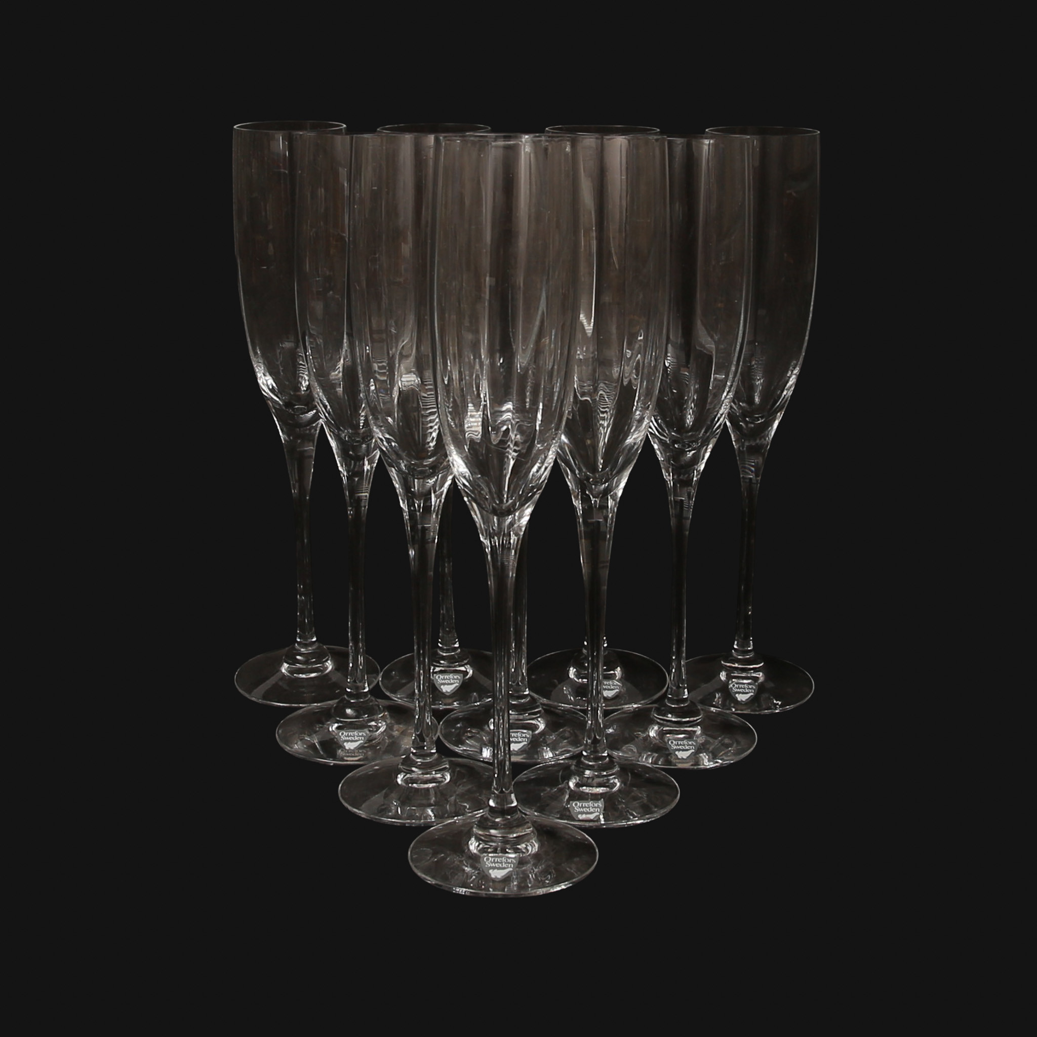 GUNNAR CYRÉN. CHAMPAGNEGLAS, Optica ,Symphonie, Orrefors, 10 stycken.